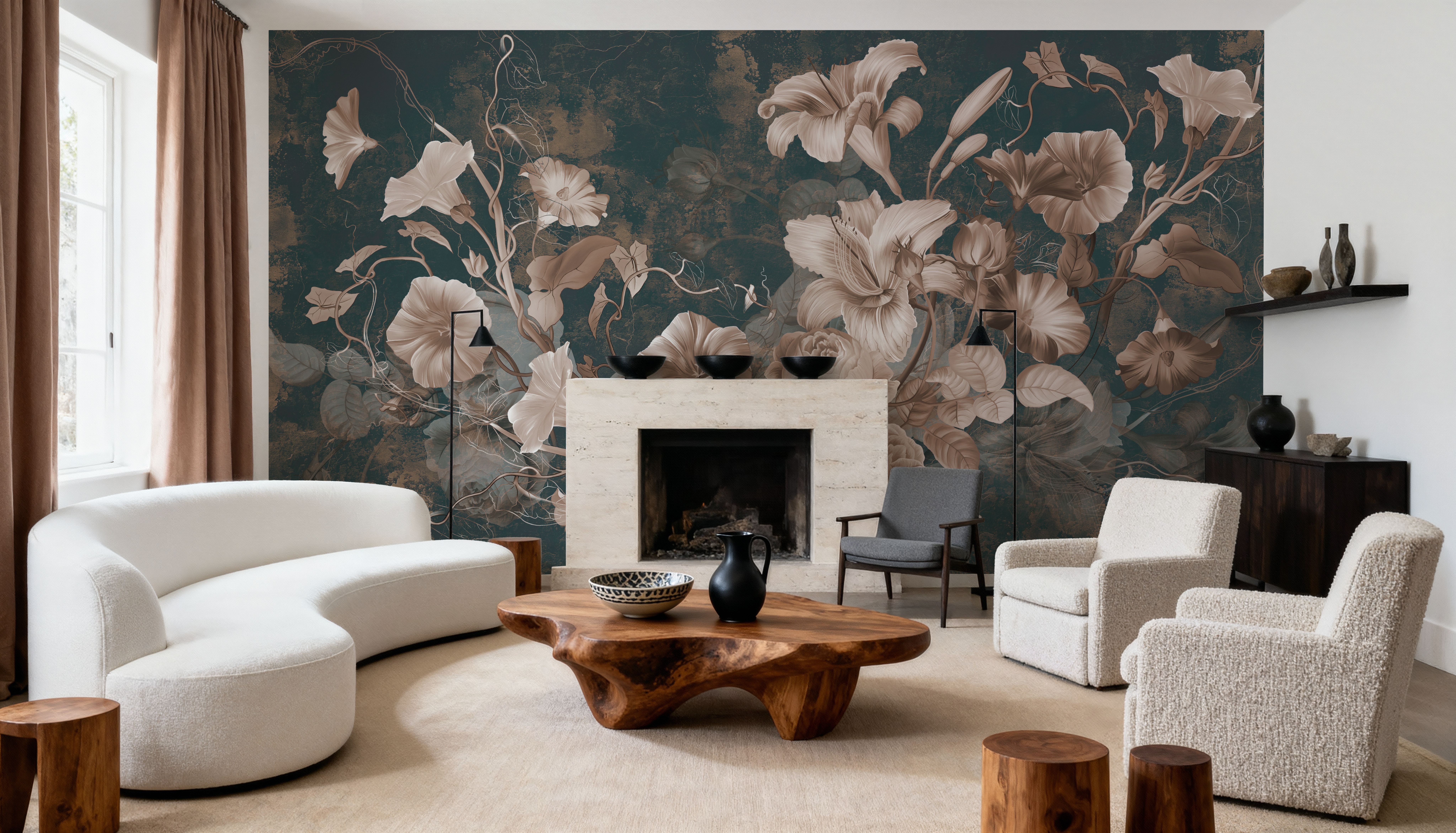 Floral Grunge Singing, Wallpaper