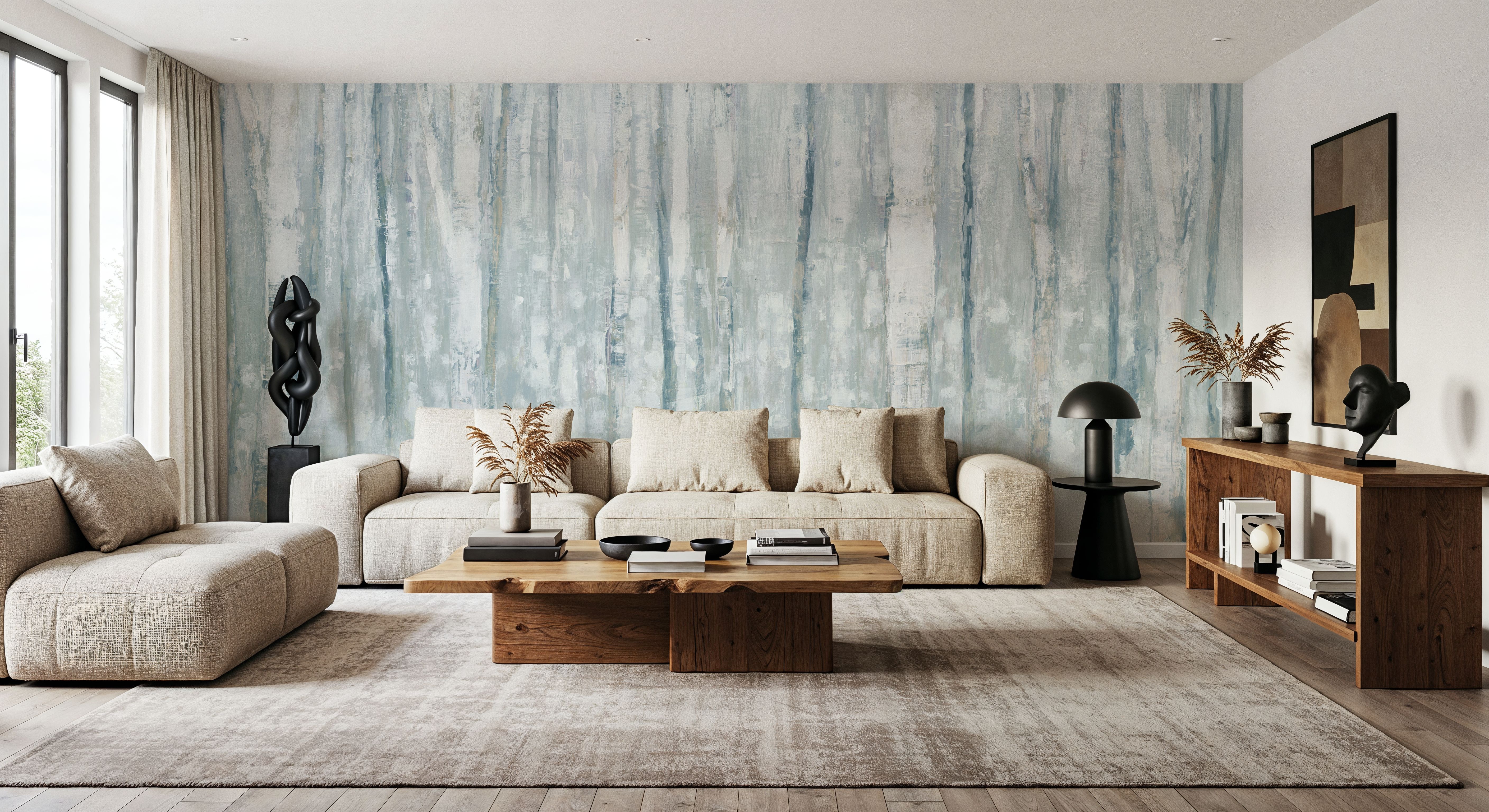 Birches in Winter Blue Gray