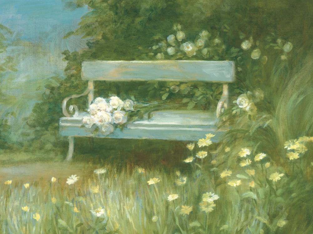 Garden Bench with Rose Bouquet