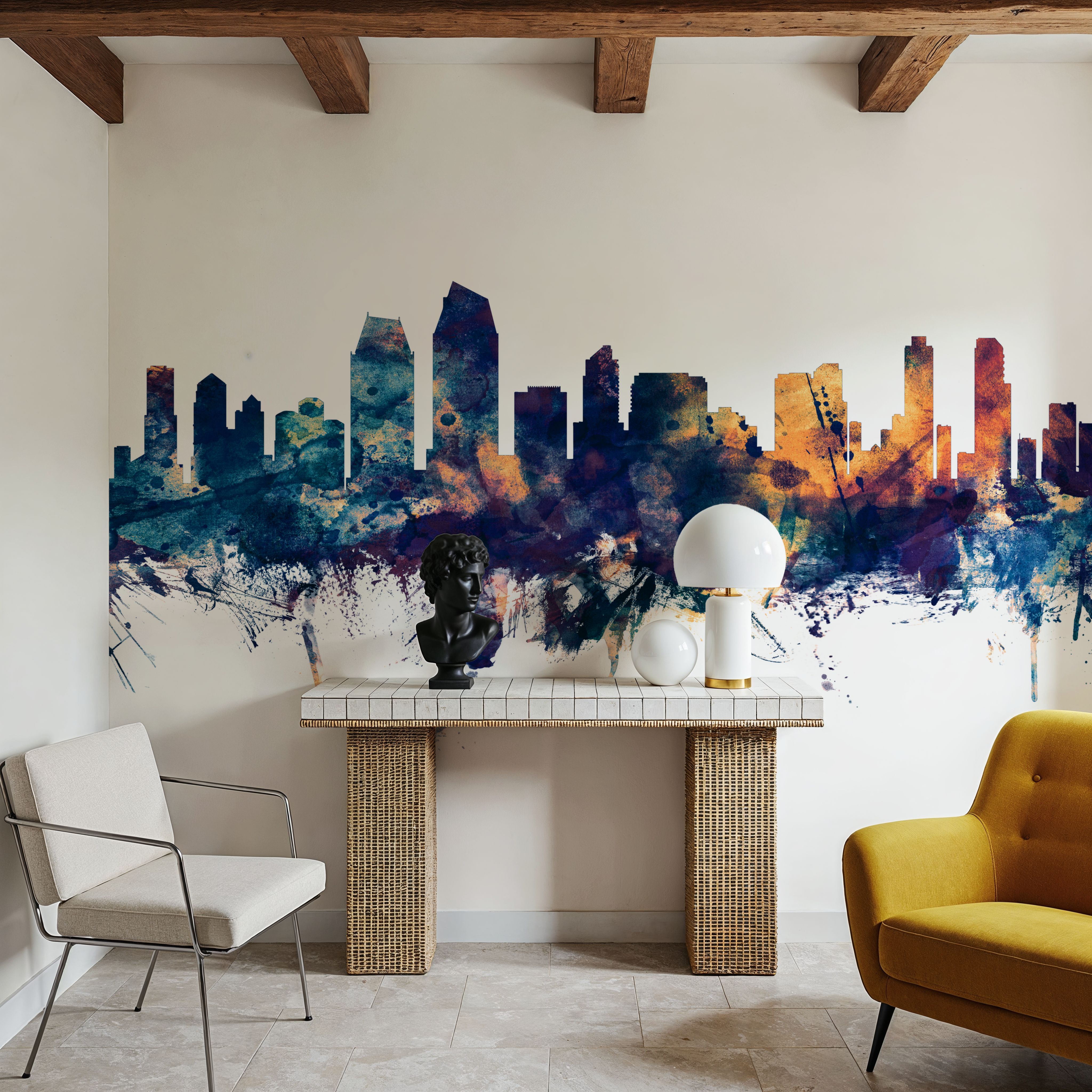San Diego California Skyline Blue & Bronze
