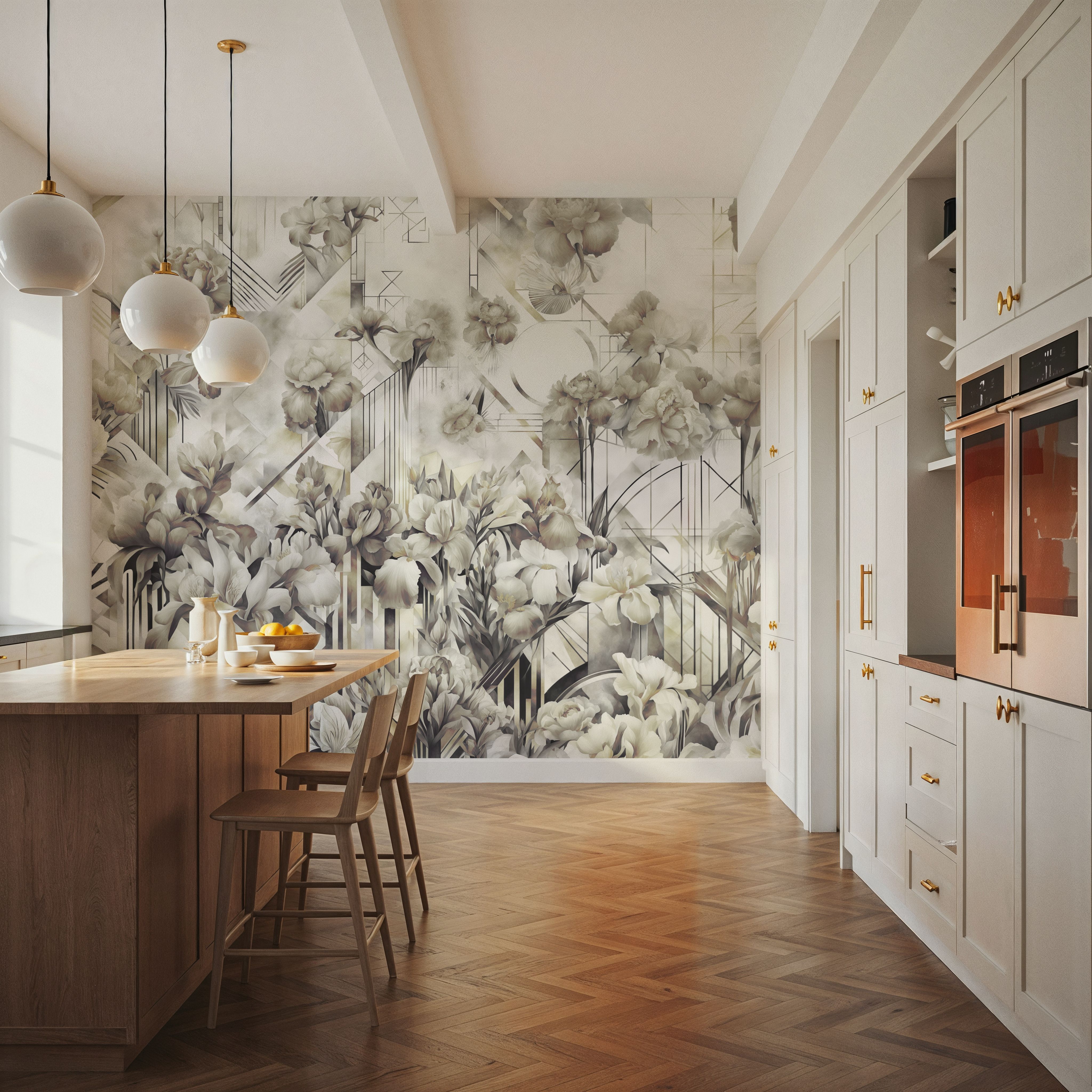 Watercolor Irises Green