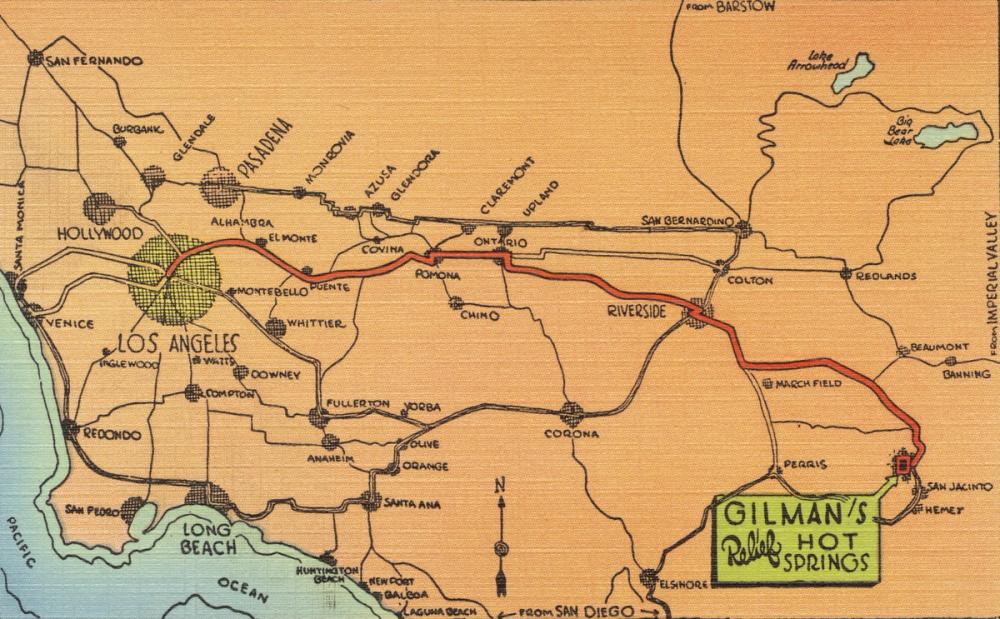 Greetings from California Map - Screenprint Postcard