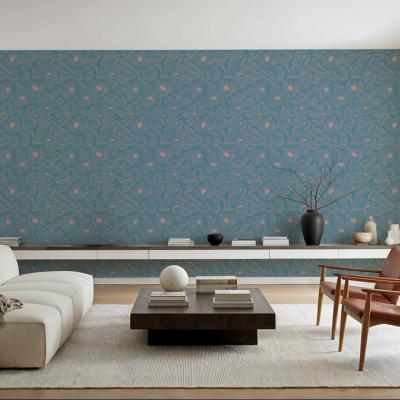 Hidden Peonies, Dusty Peach on Teal