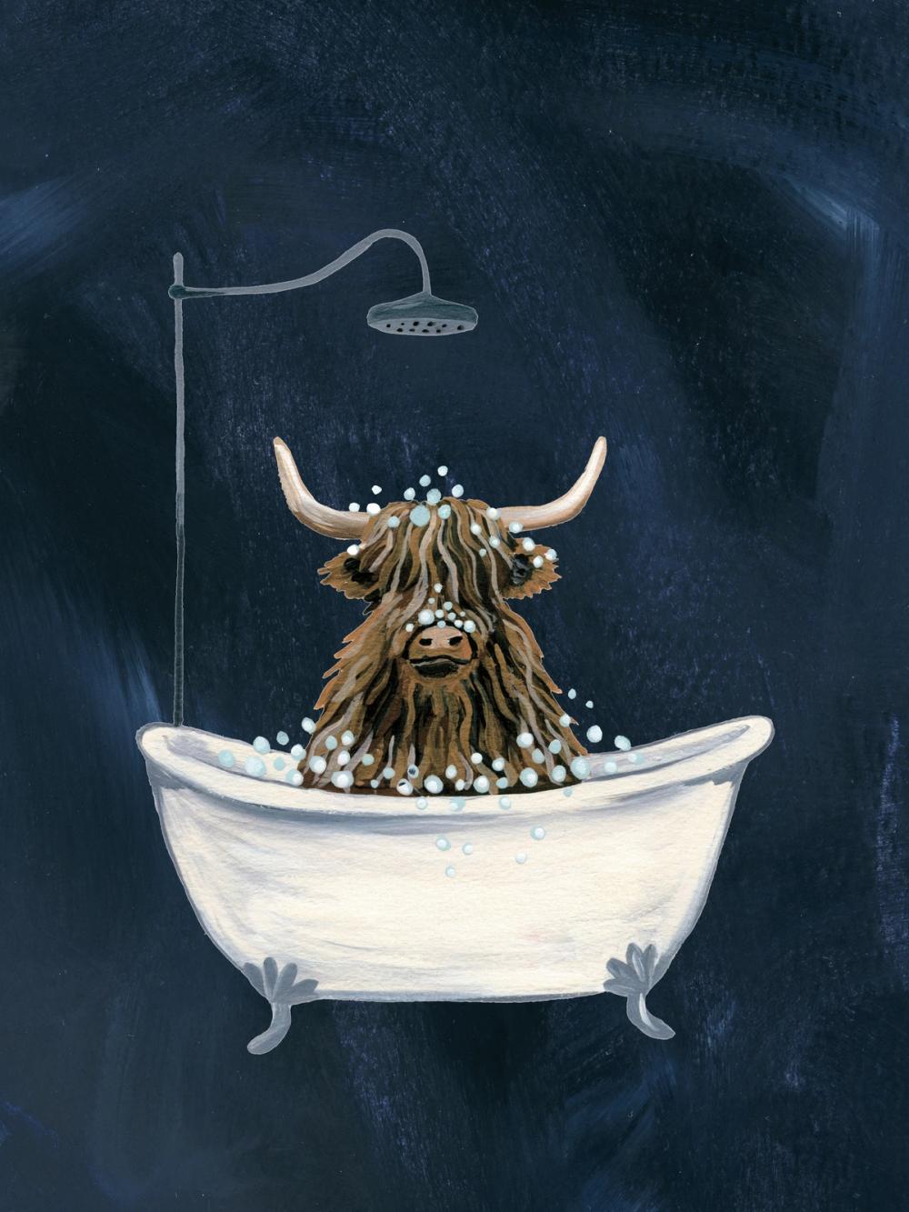 Highland Cow in Tub Texture Light