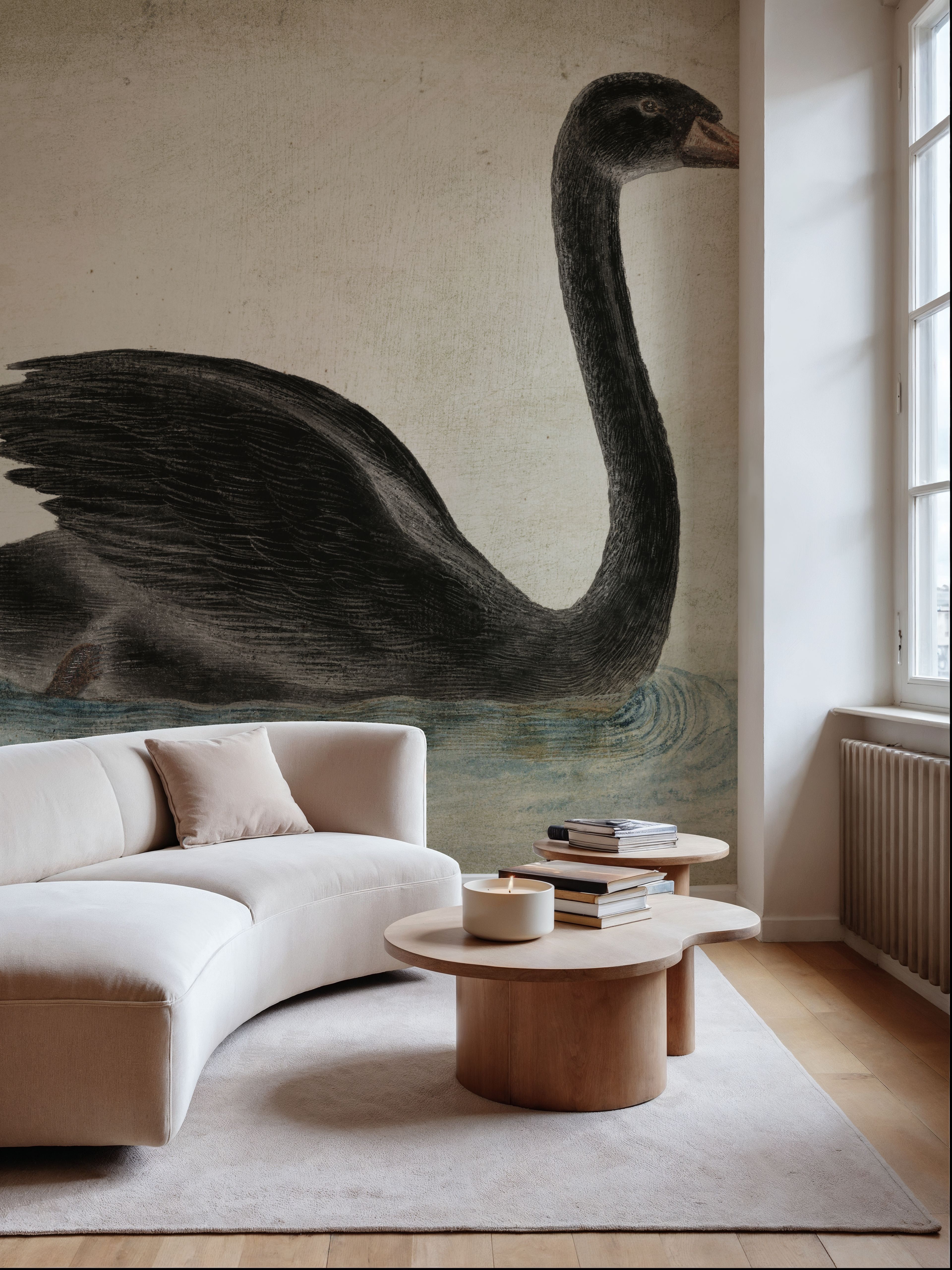 Swimming Swan Black Aged