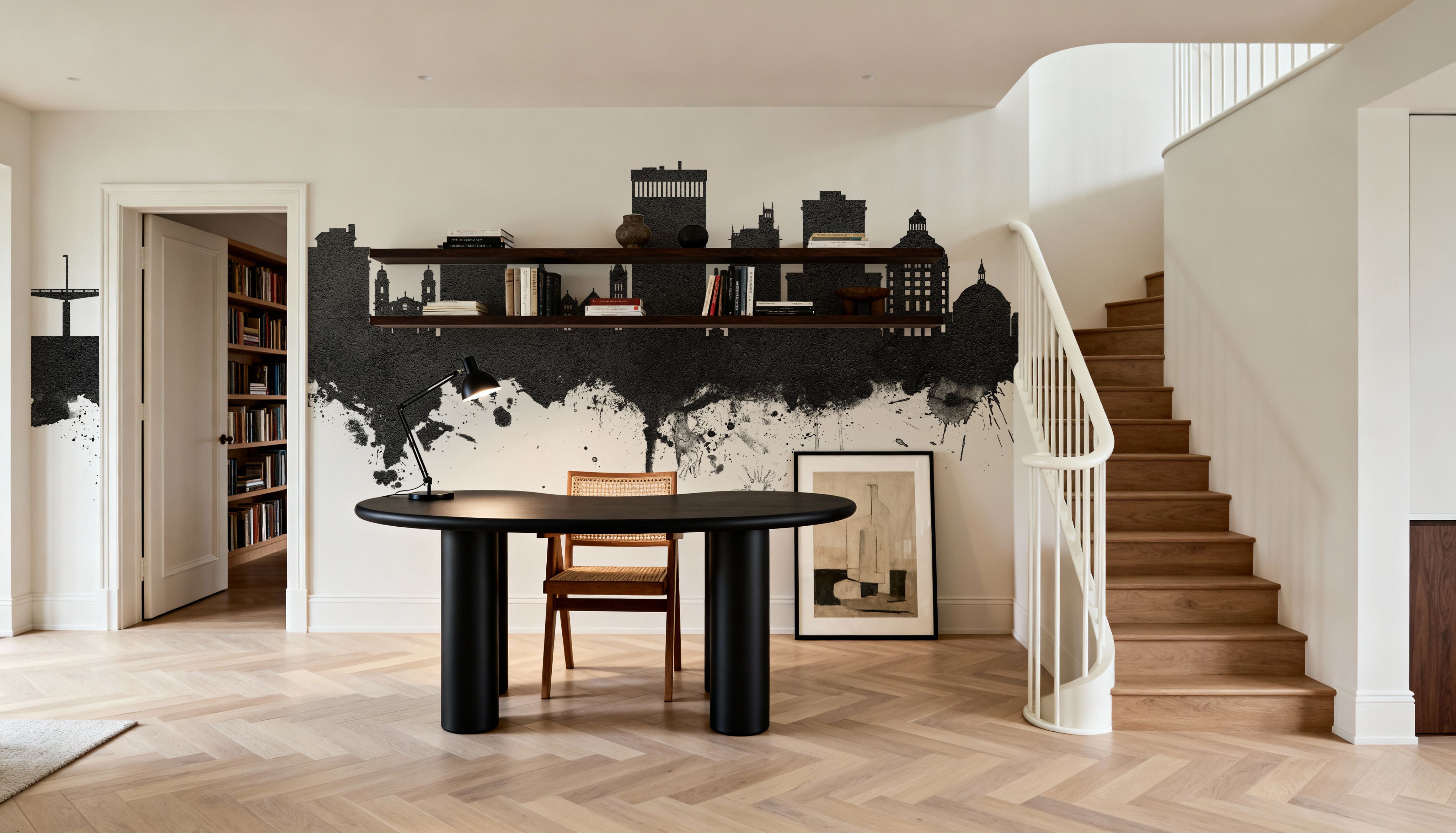 Asheville North Carolina Skyline Black & White, Wallpaper