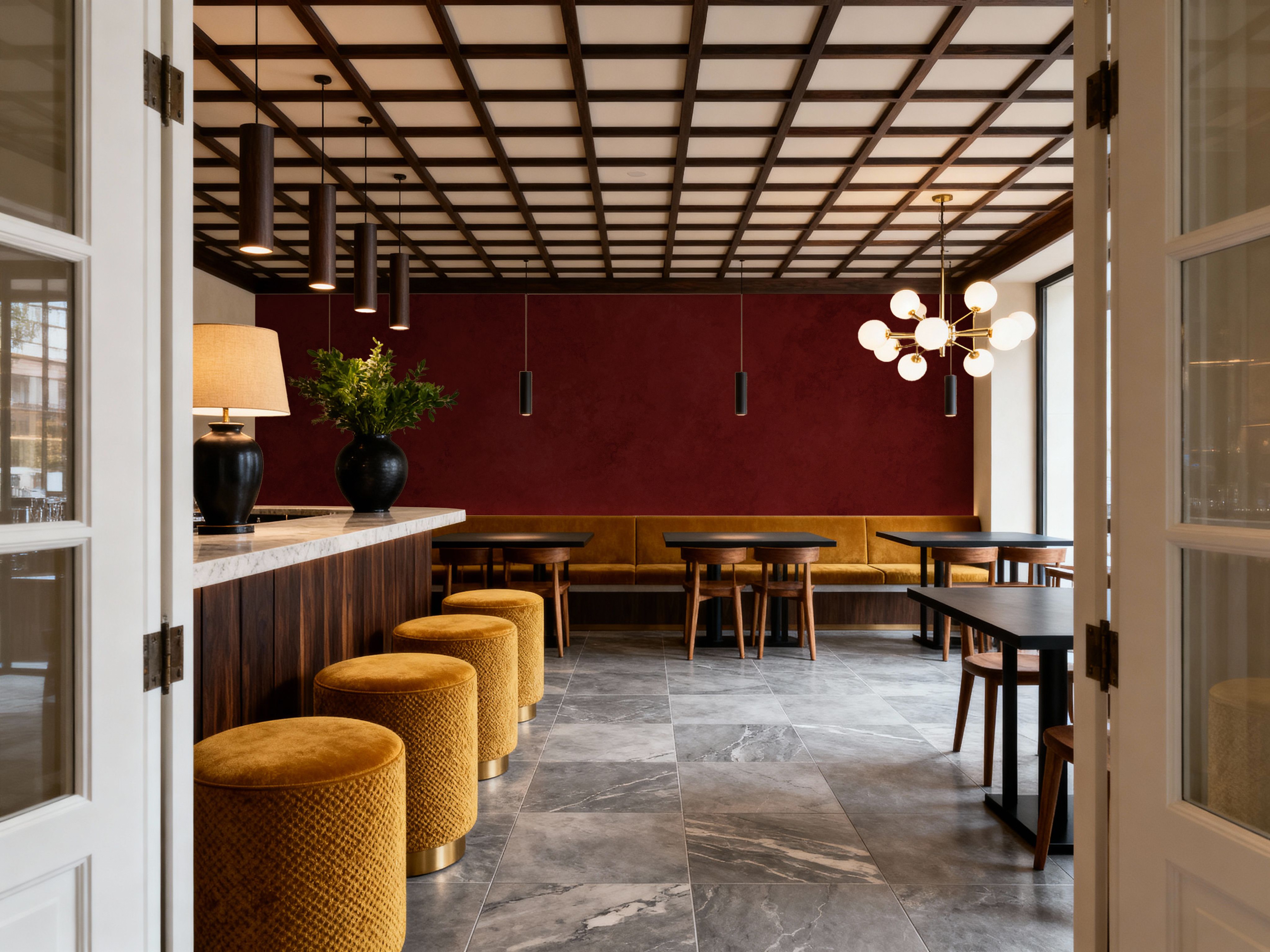 Subtle Plaster Wall, Cherry Red