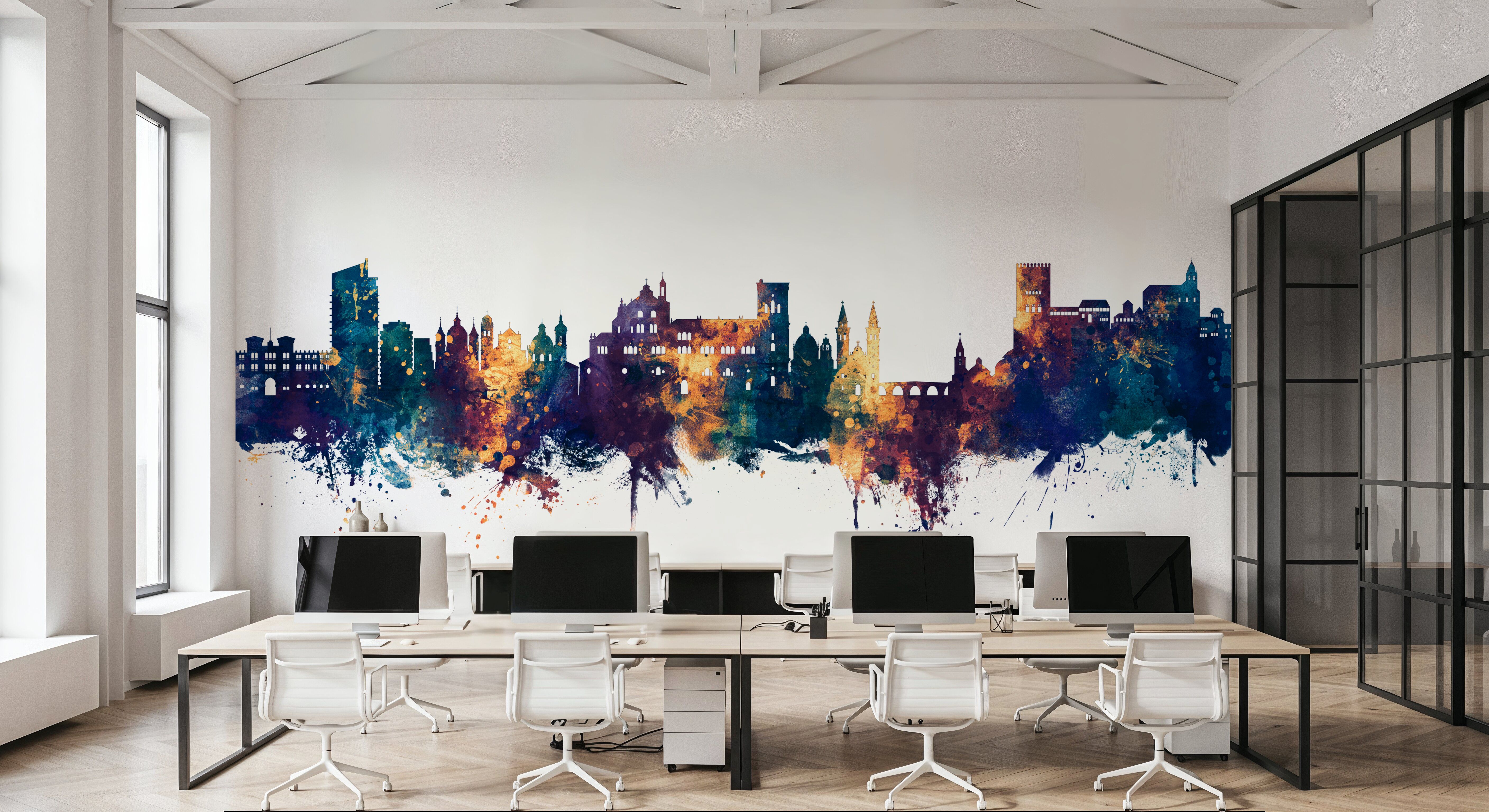 Granada Spain Skyline Blue & Bronze, Behang