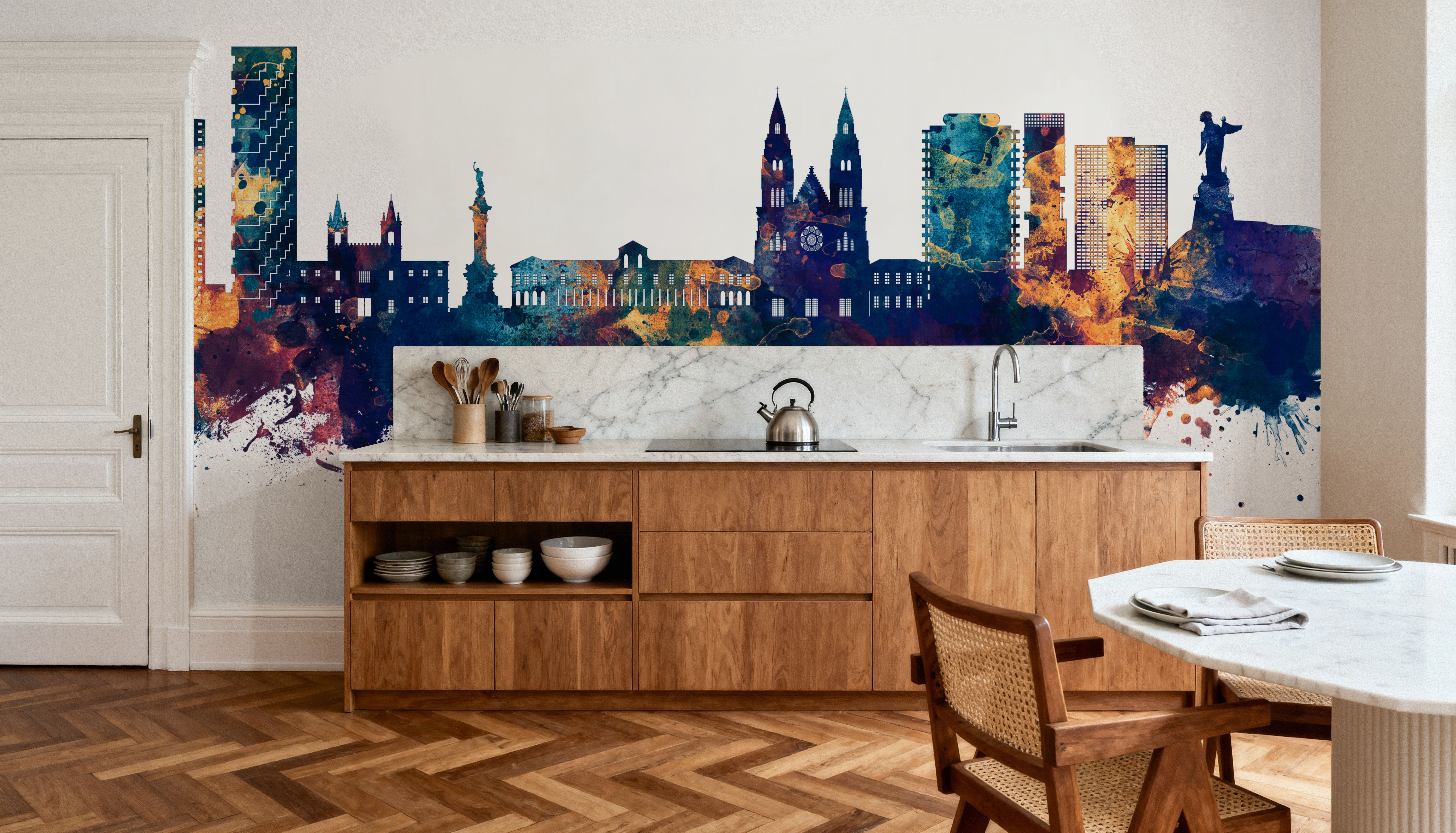 Quito Ecuador Skyline Blue & Bronze