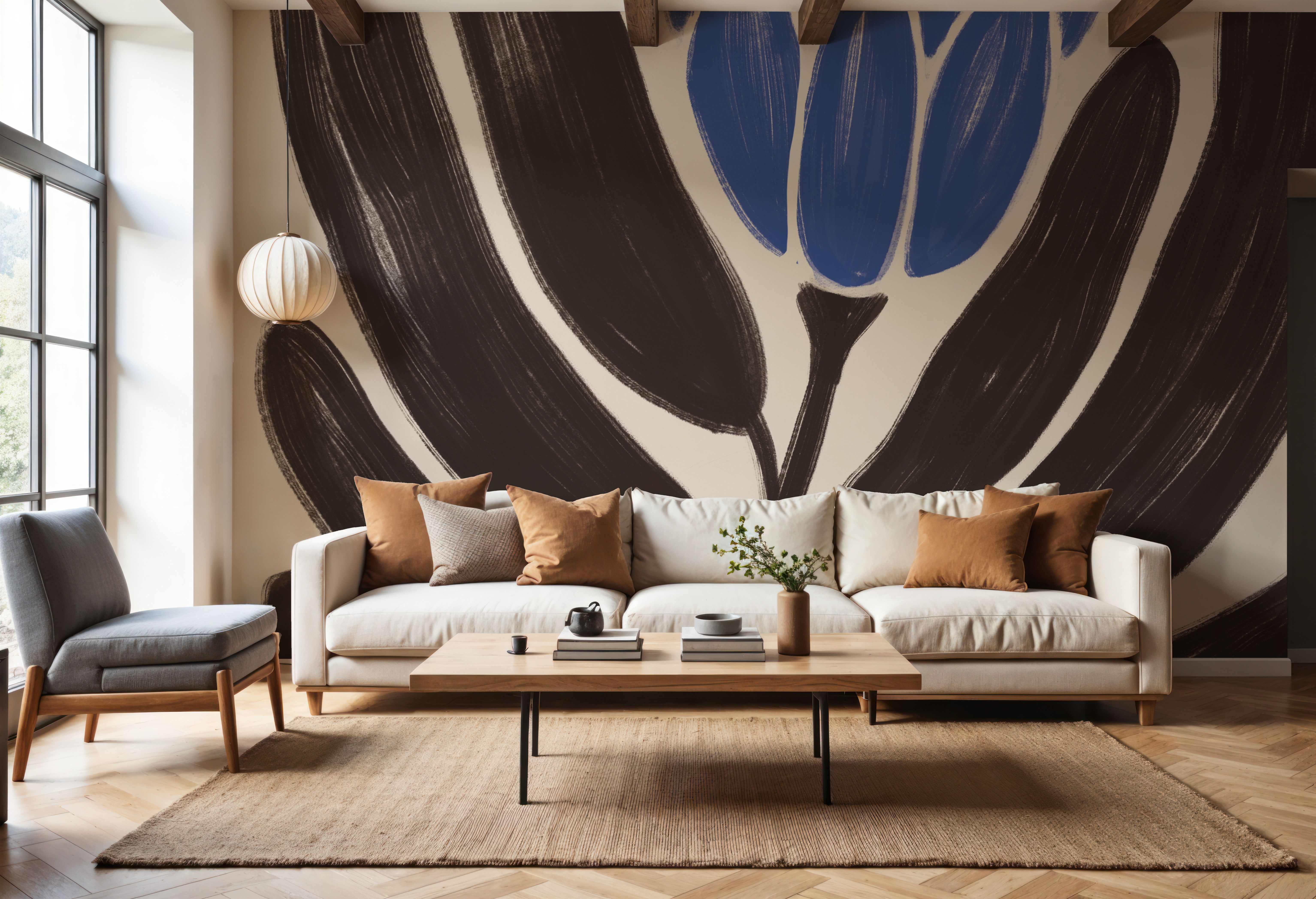 Simple Flowers I Blue, Wallpaper