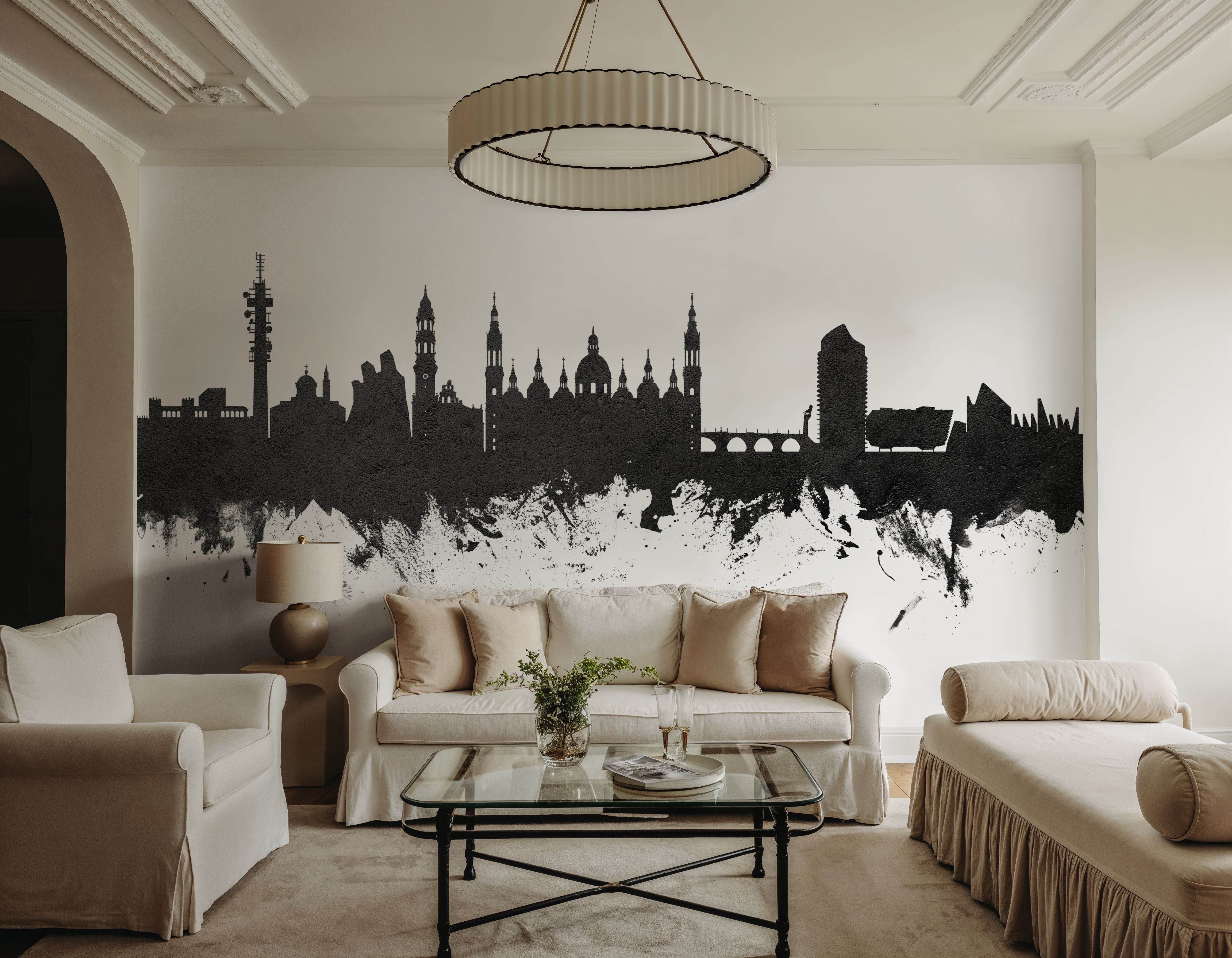 Zaragoza Spain Skyline Black & White