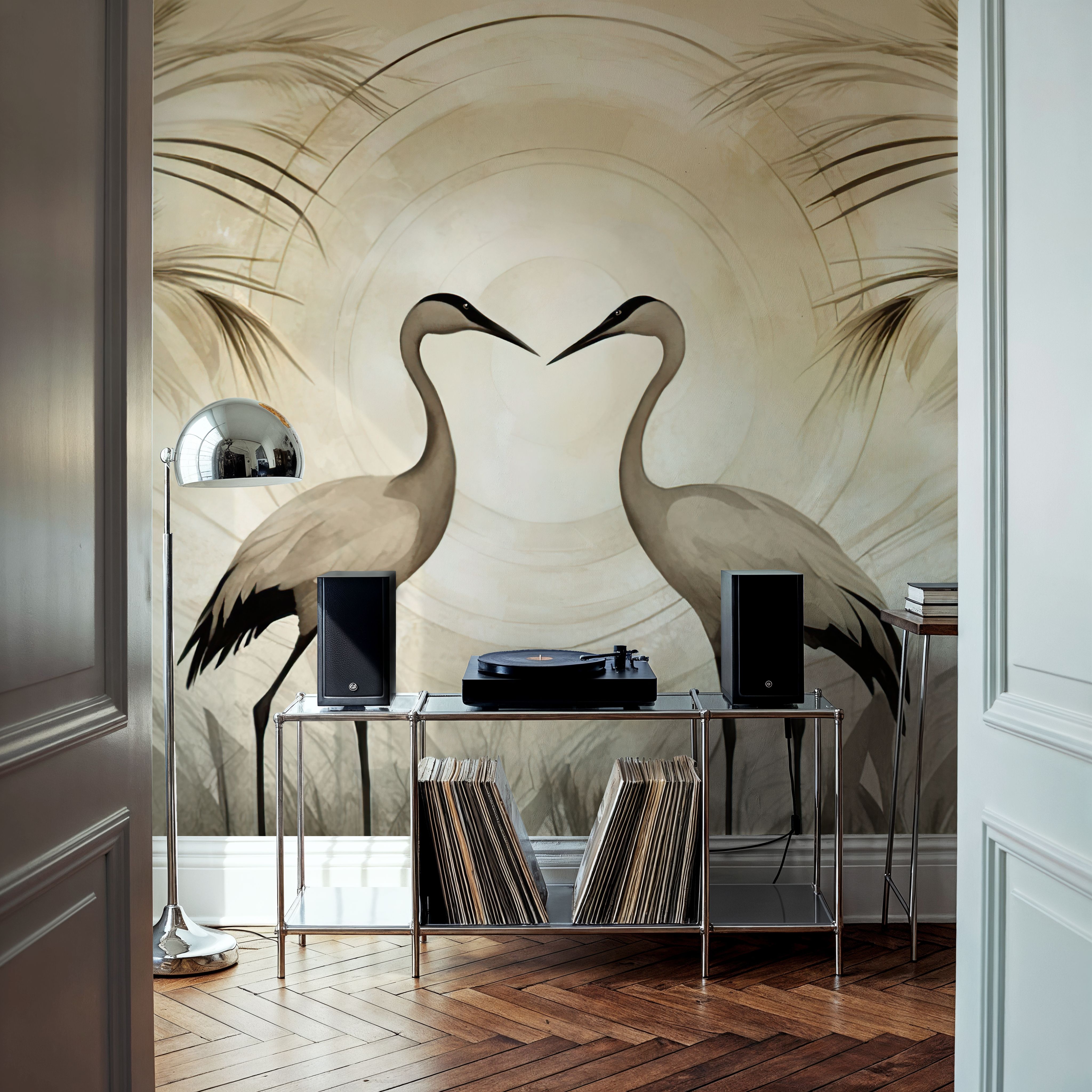 Cranes at Sunset Yellow