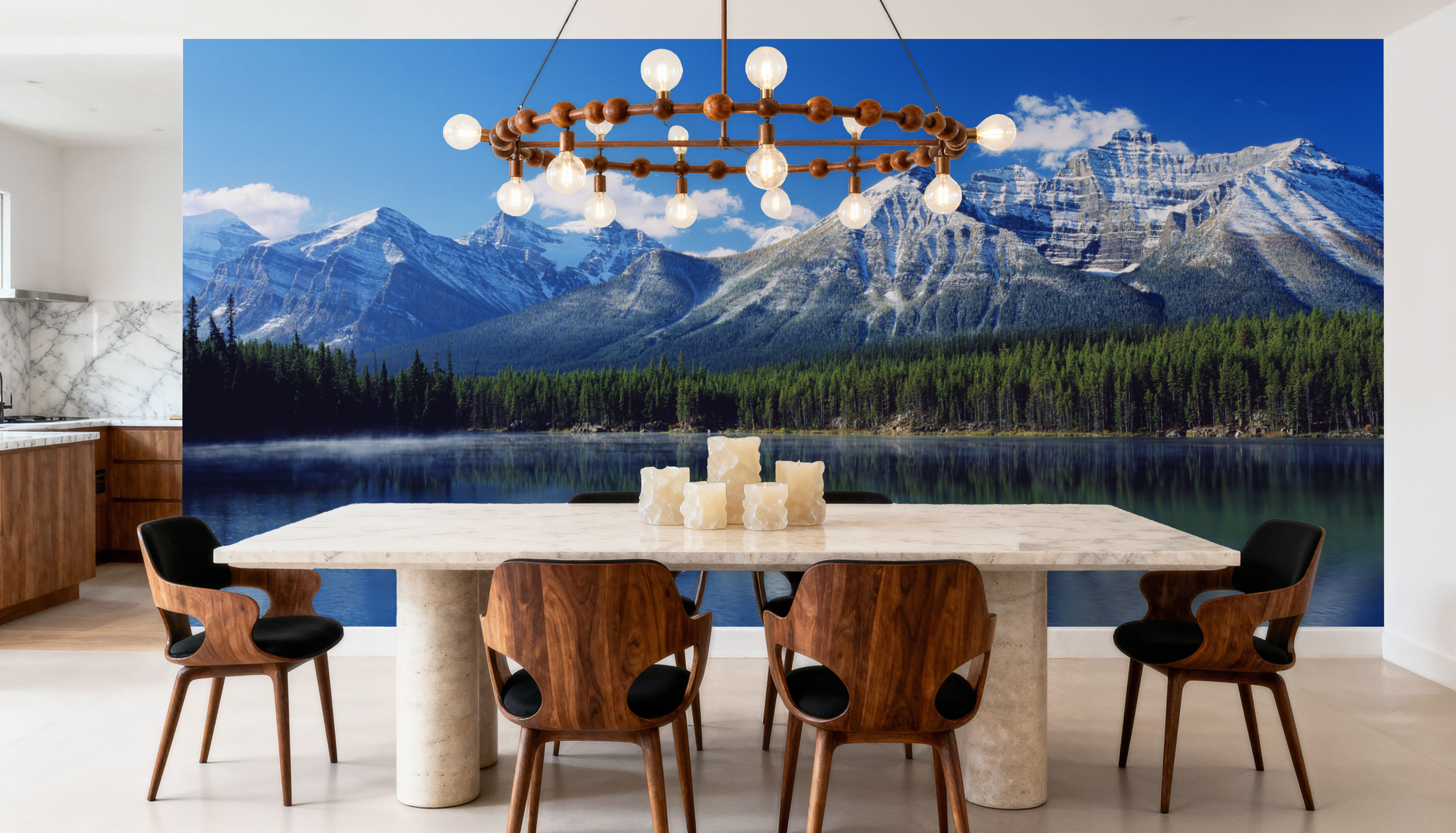 Mountain Lake Reflection Deep Blue, Wallpaper