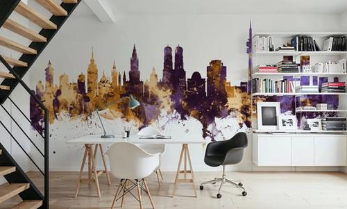 Munich Skyline Purple & Gold