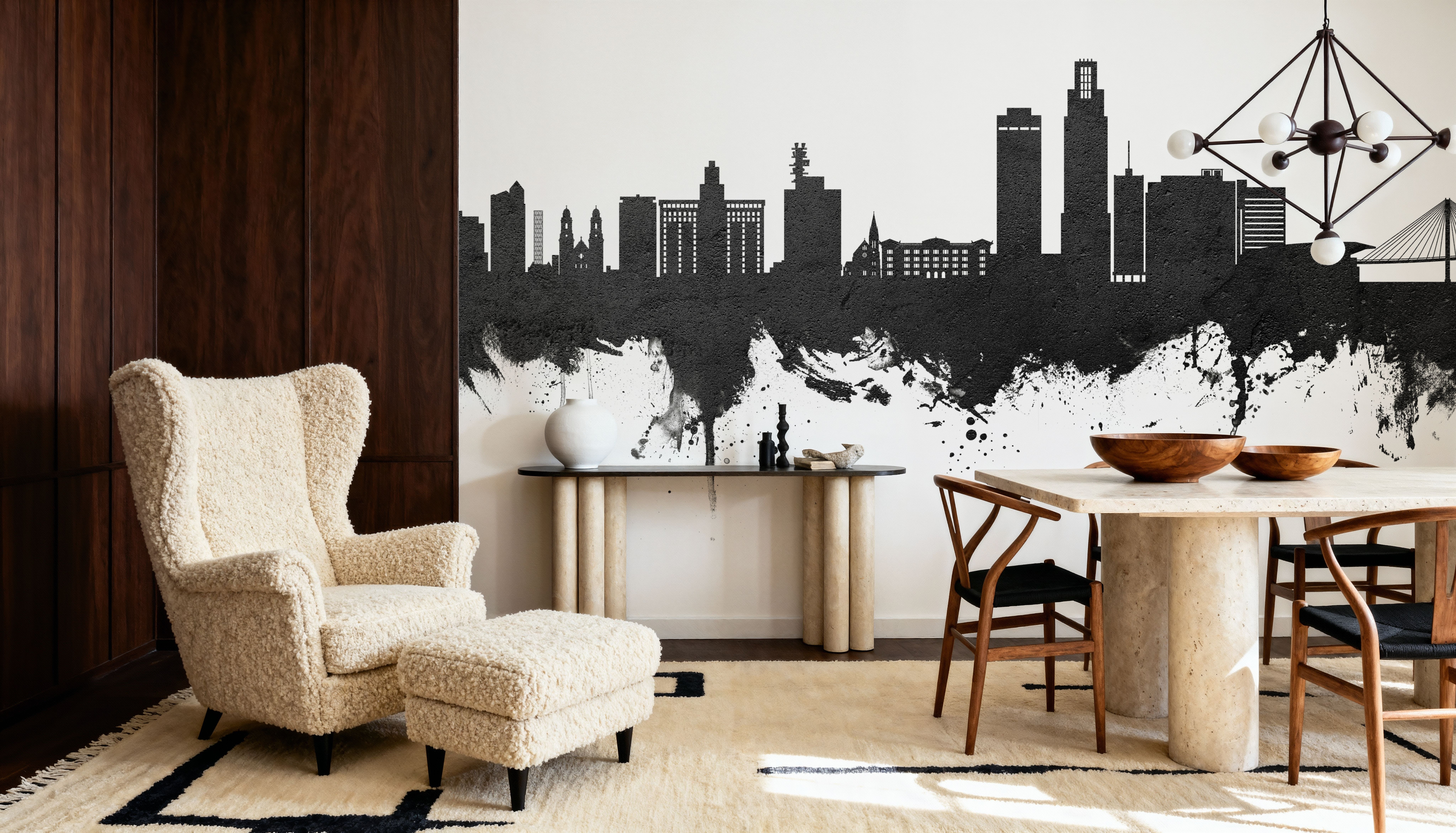 Omaha Nebraska Skyline Black & White