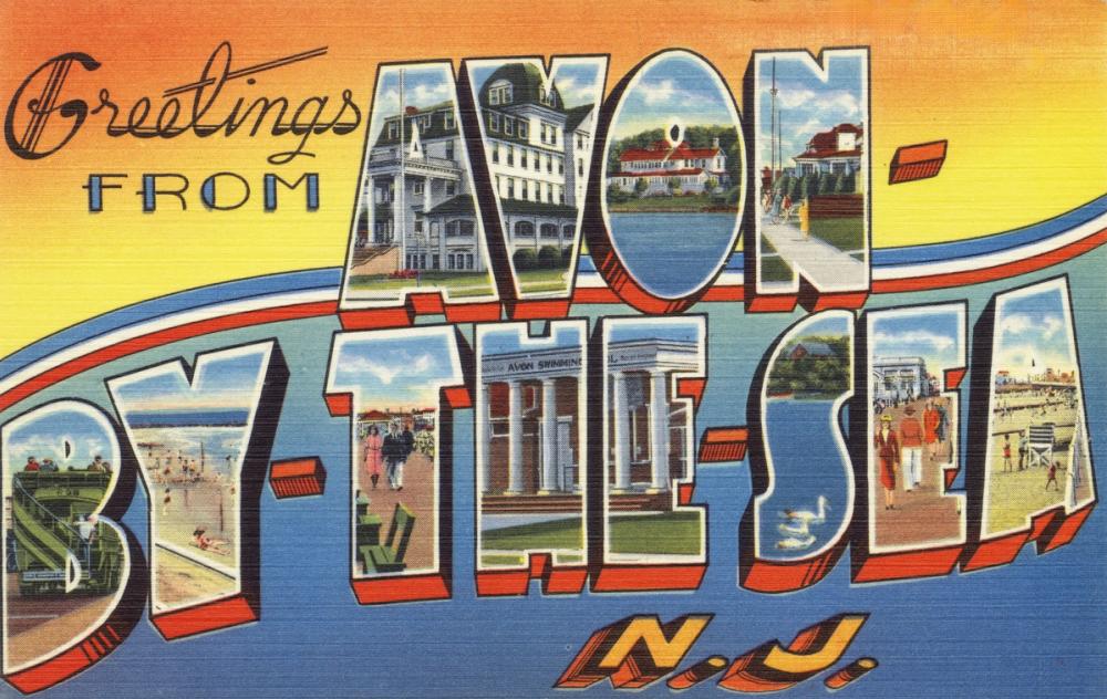 Greetings from Avon-by-the-sea - Screenprint Postcard