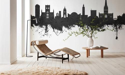 Norwich England Skyline Black & White