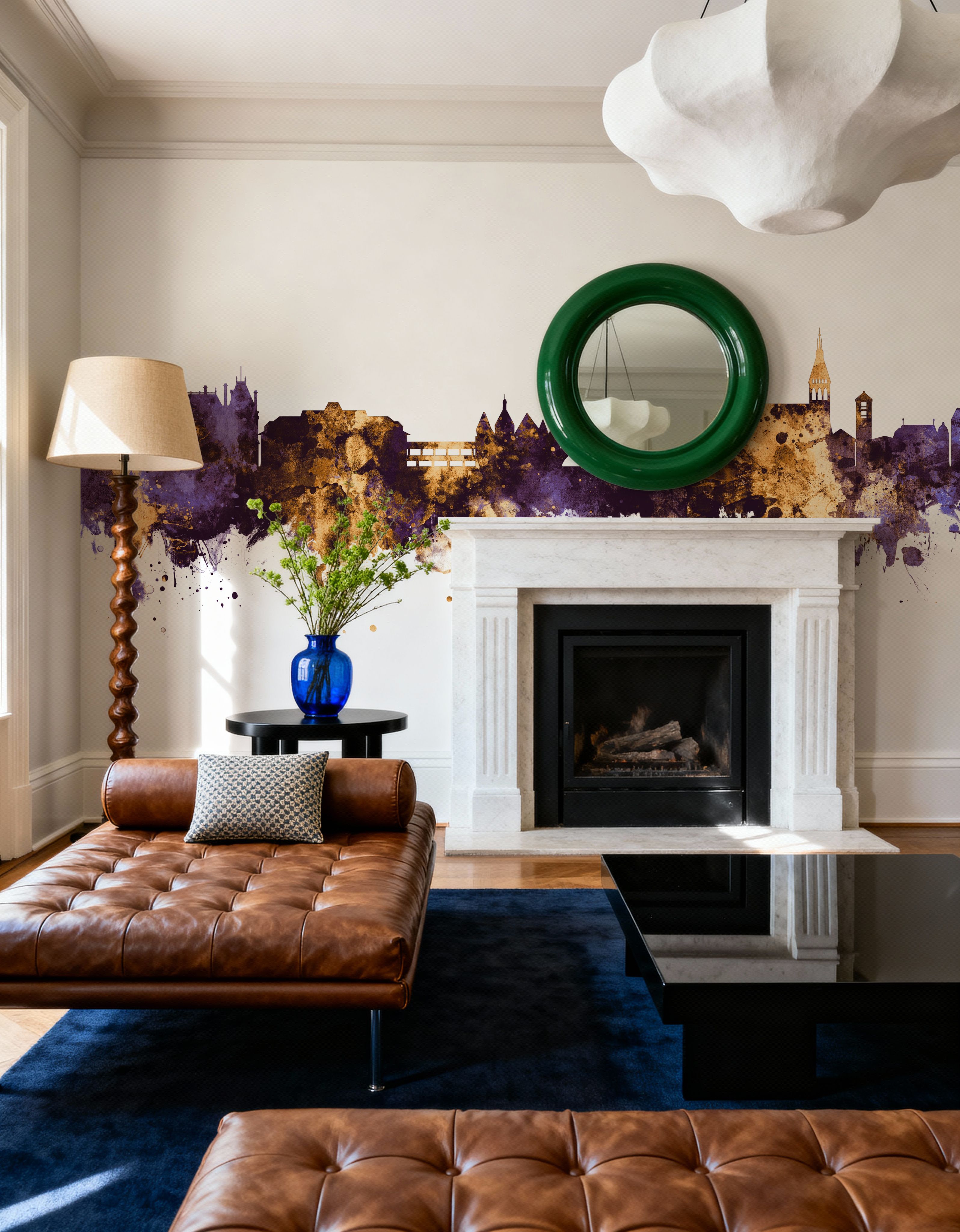 Thun Switzerland Skyline Purple & Gold