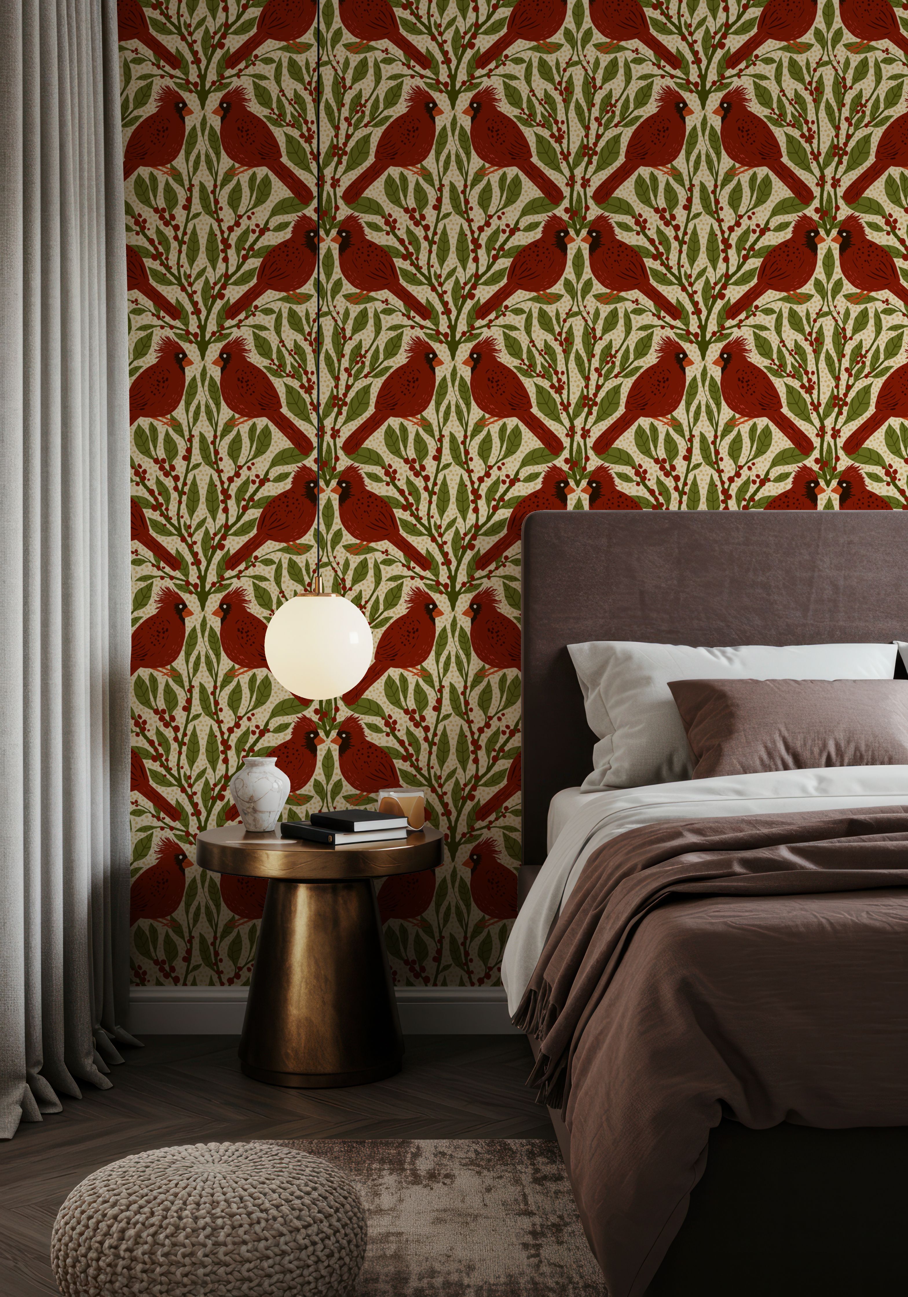 Cardinals & Winterberries, Vintage