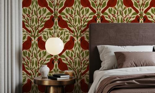 Cardinals & Winterberries, Vintage