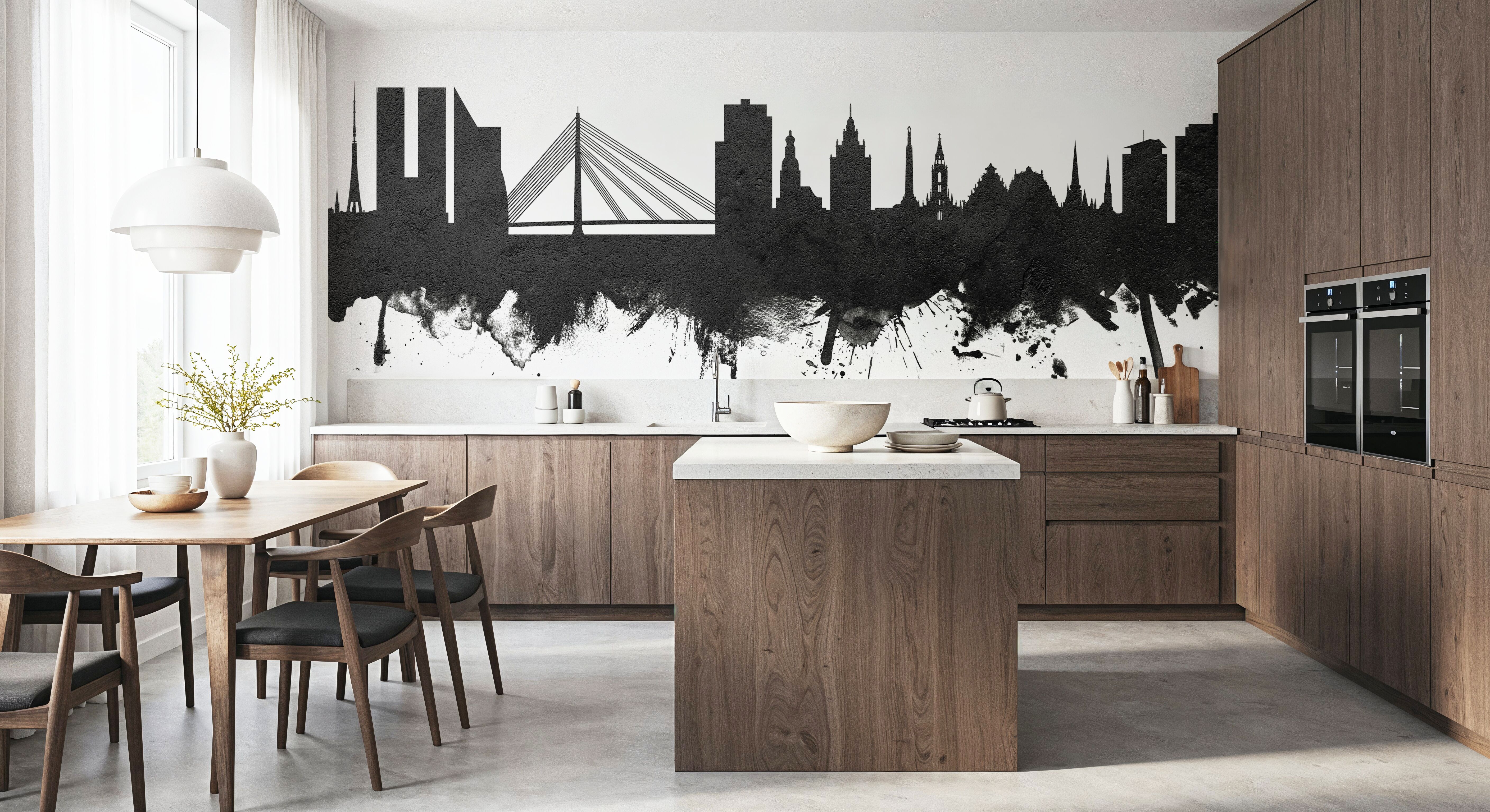 Riga Latvia Skyline Black & White