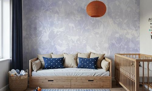 Herbals and Butterflies Double Silhouette Blue