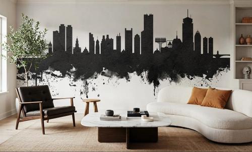 Boston Massachusettes Skyline Black & White