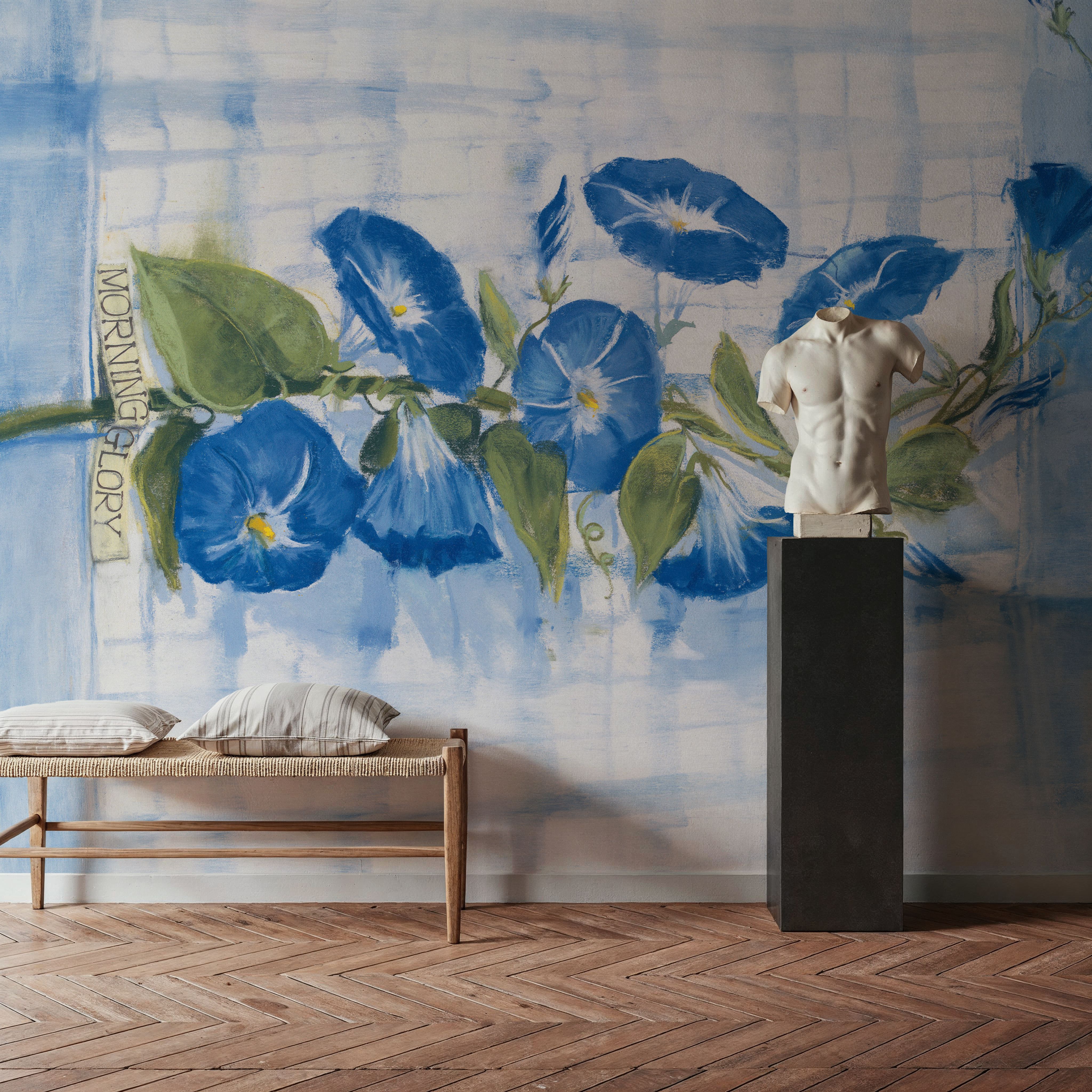 Morning Glory on linen