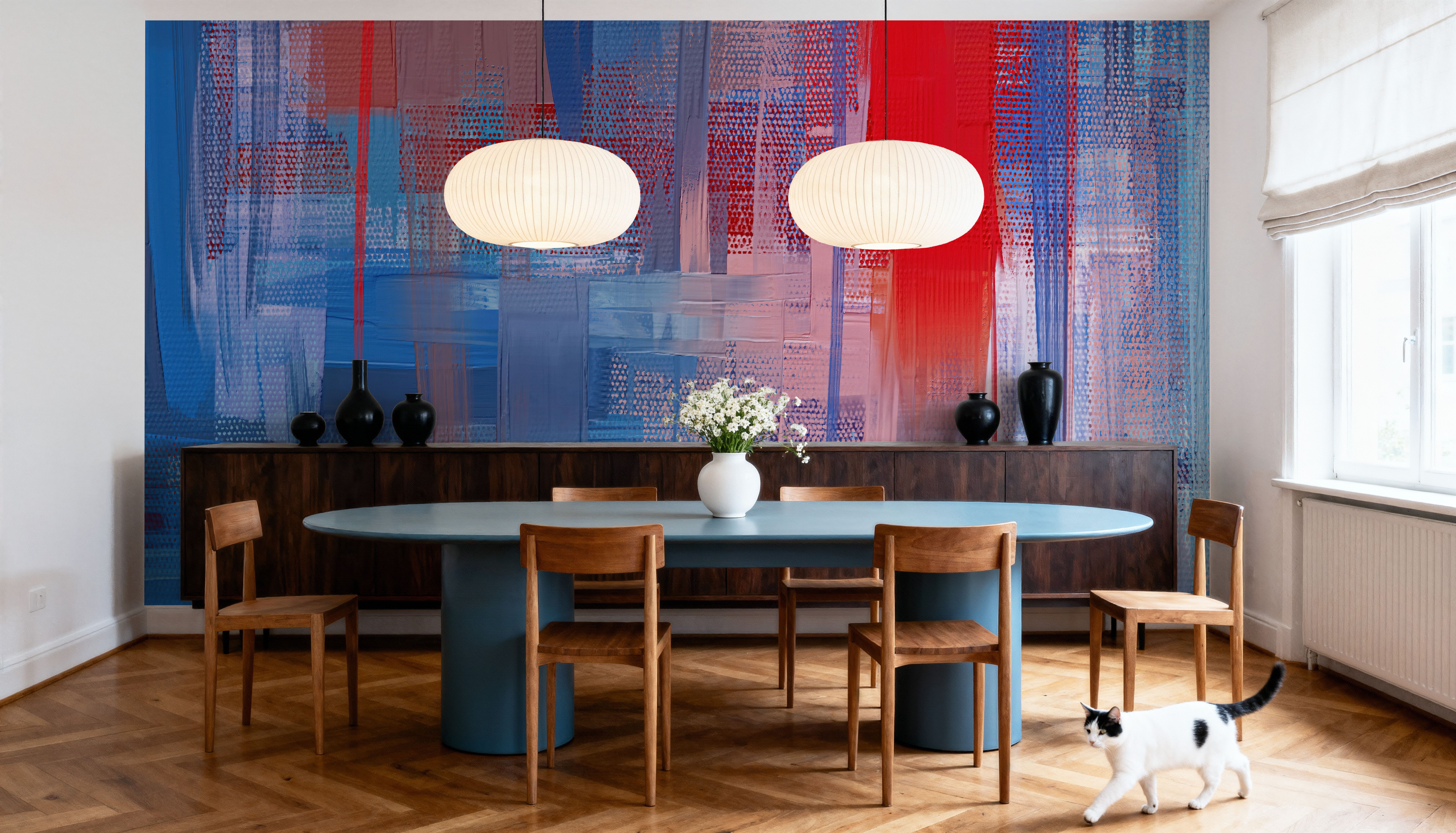 Sense Of The City, Blue And Red, Wallpaper