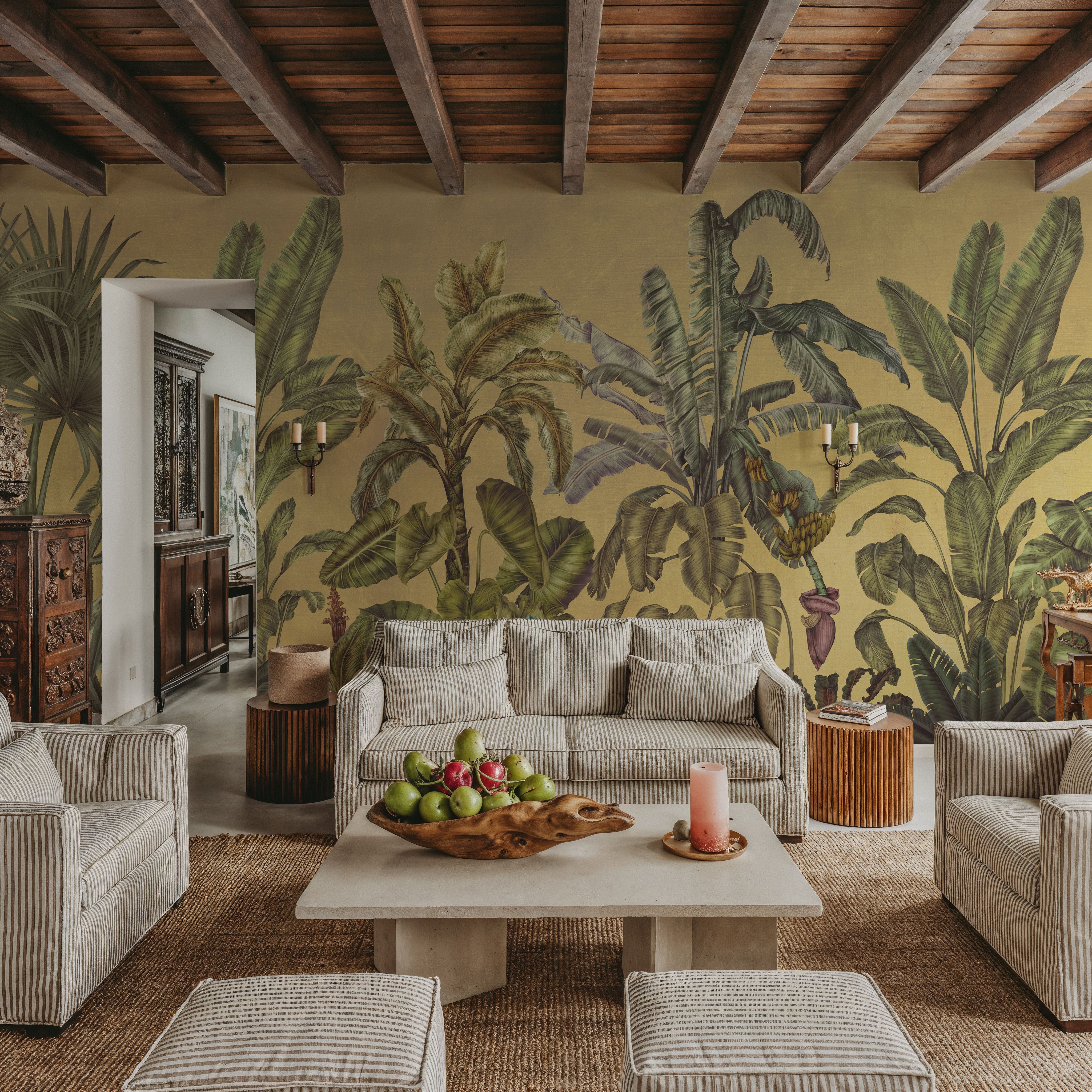 Yellow foliage bringing warmth to a square room