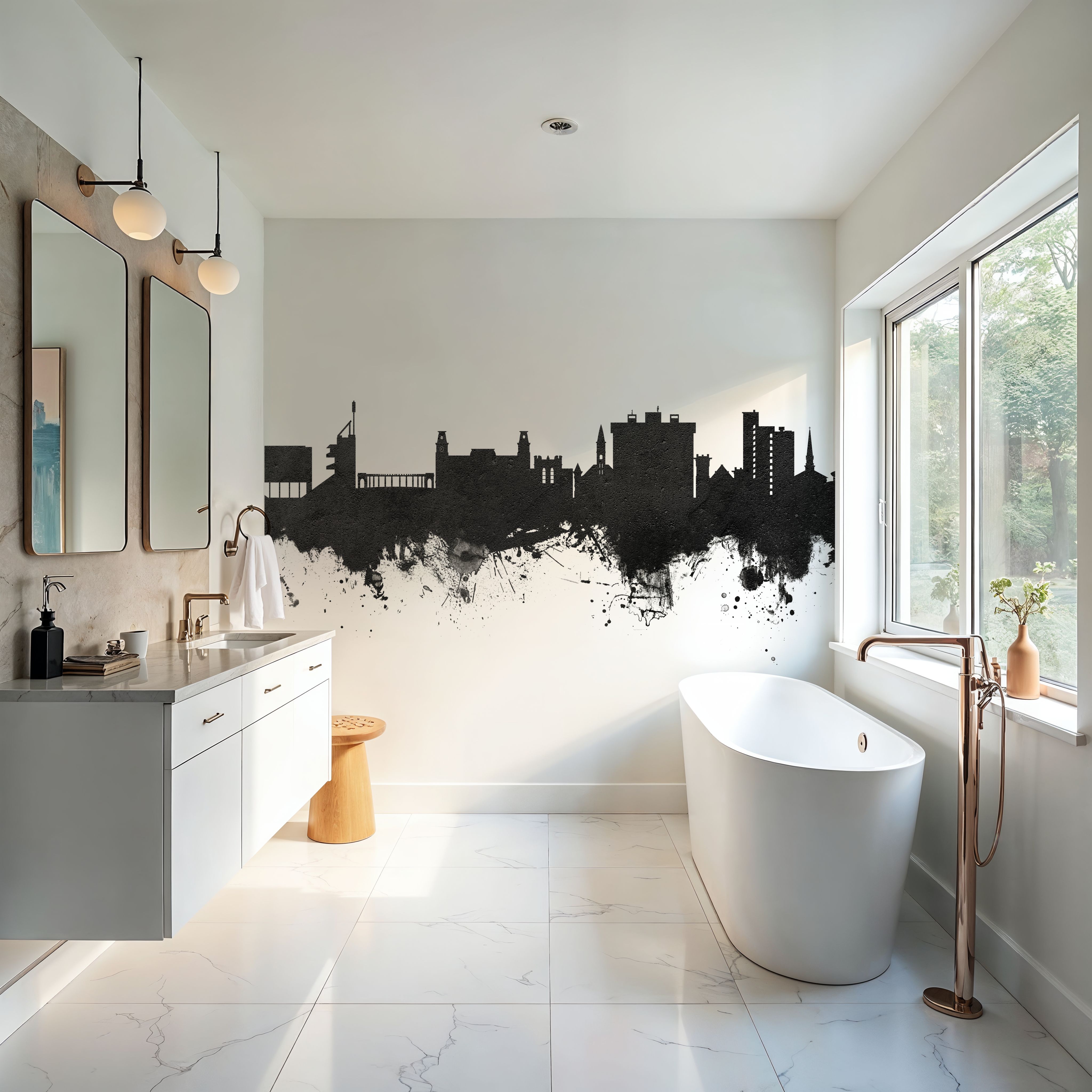 Fayetteville Arkansas Skyline Black & White