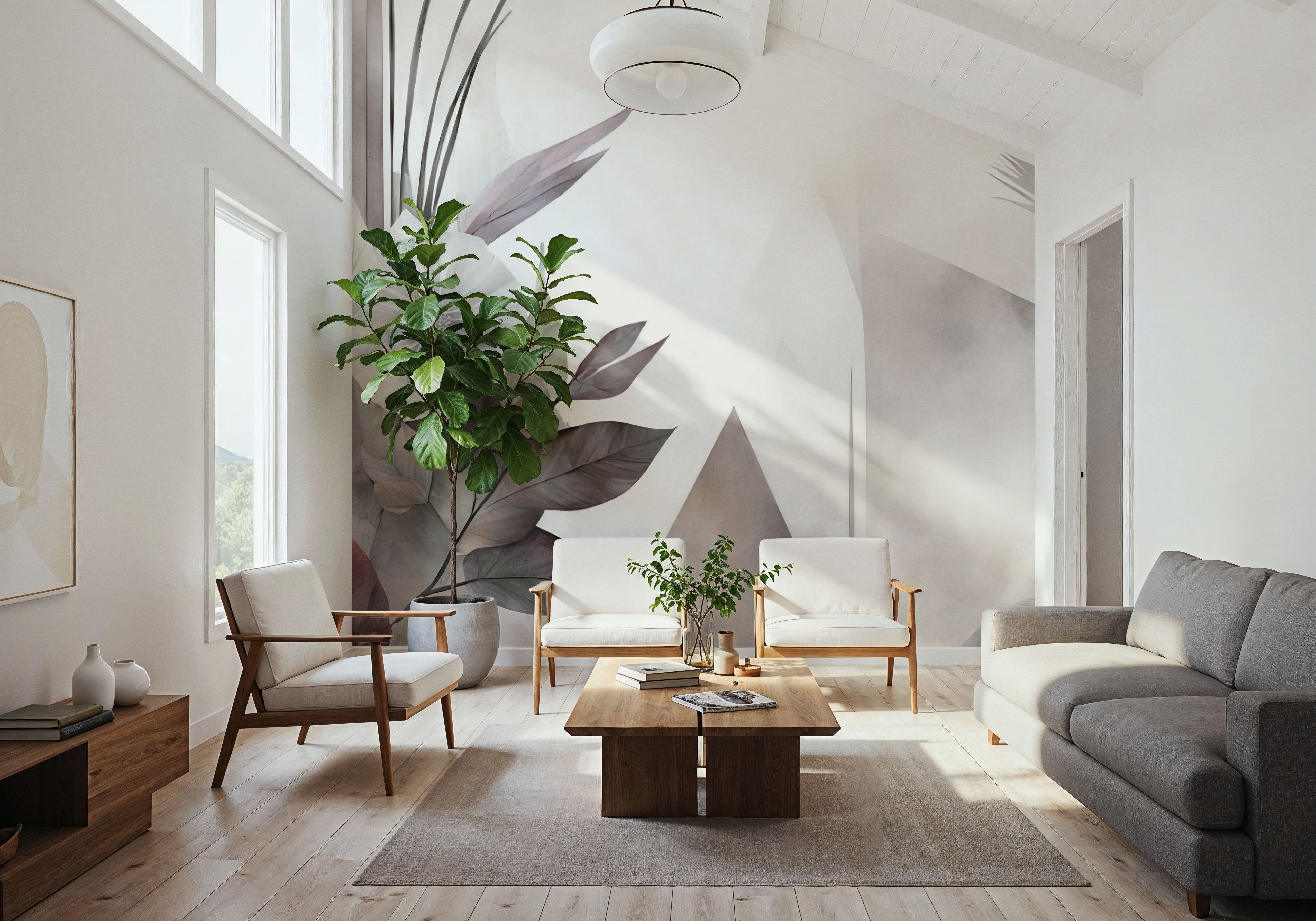 Floral Watercolor Abstract Gray, Wallpaper