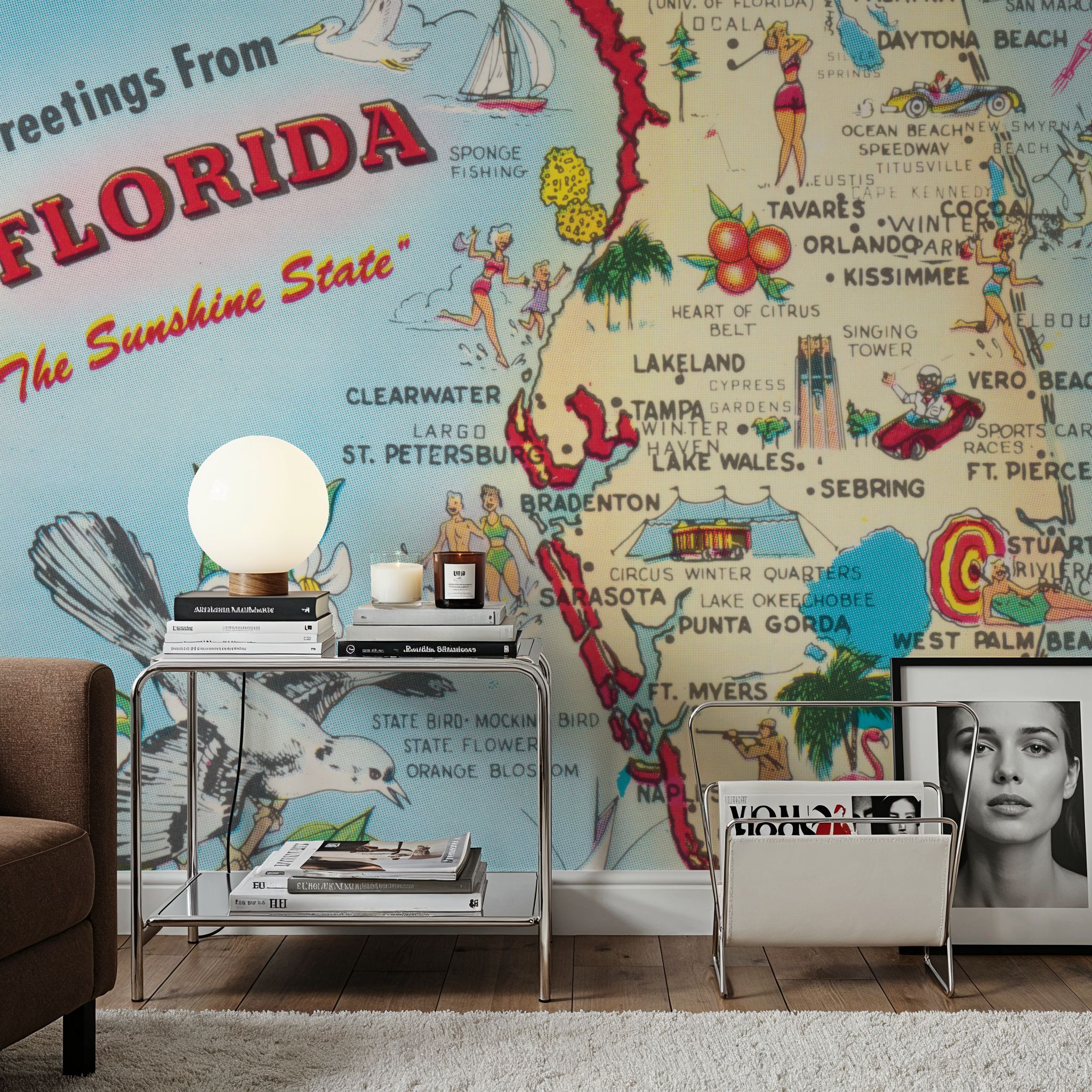Vintage Florida Travel Map