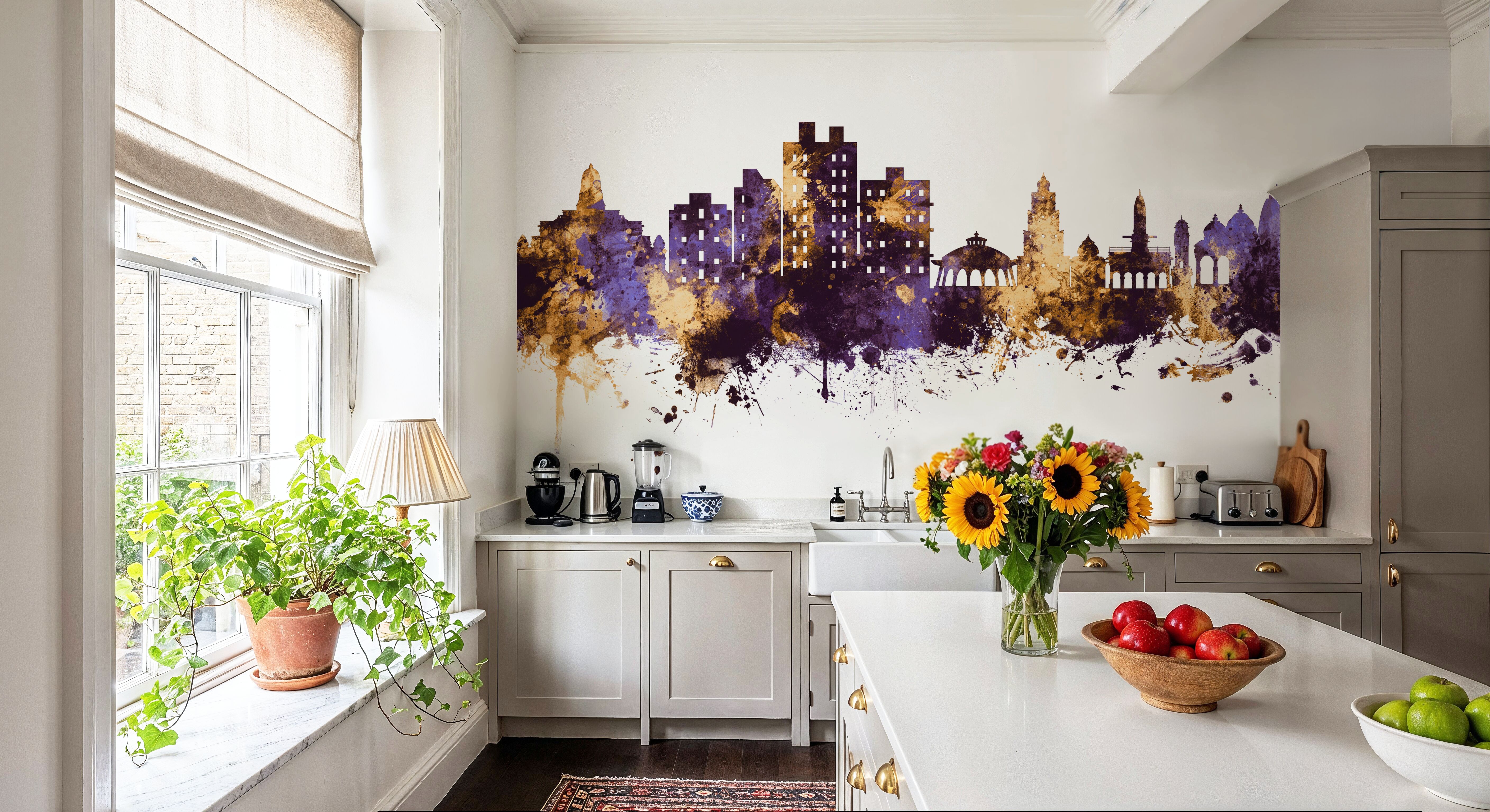 Nashik India Skyline Purple & Gold