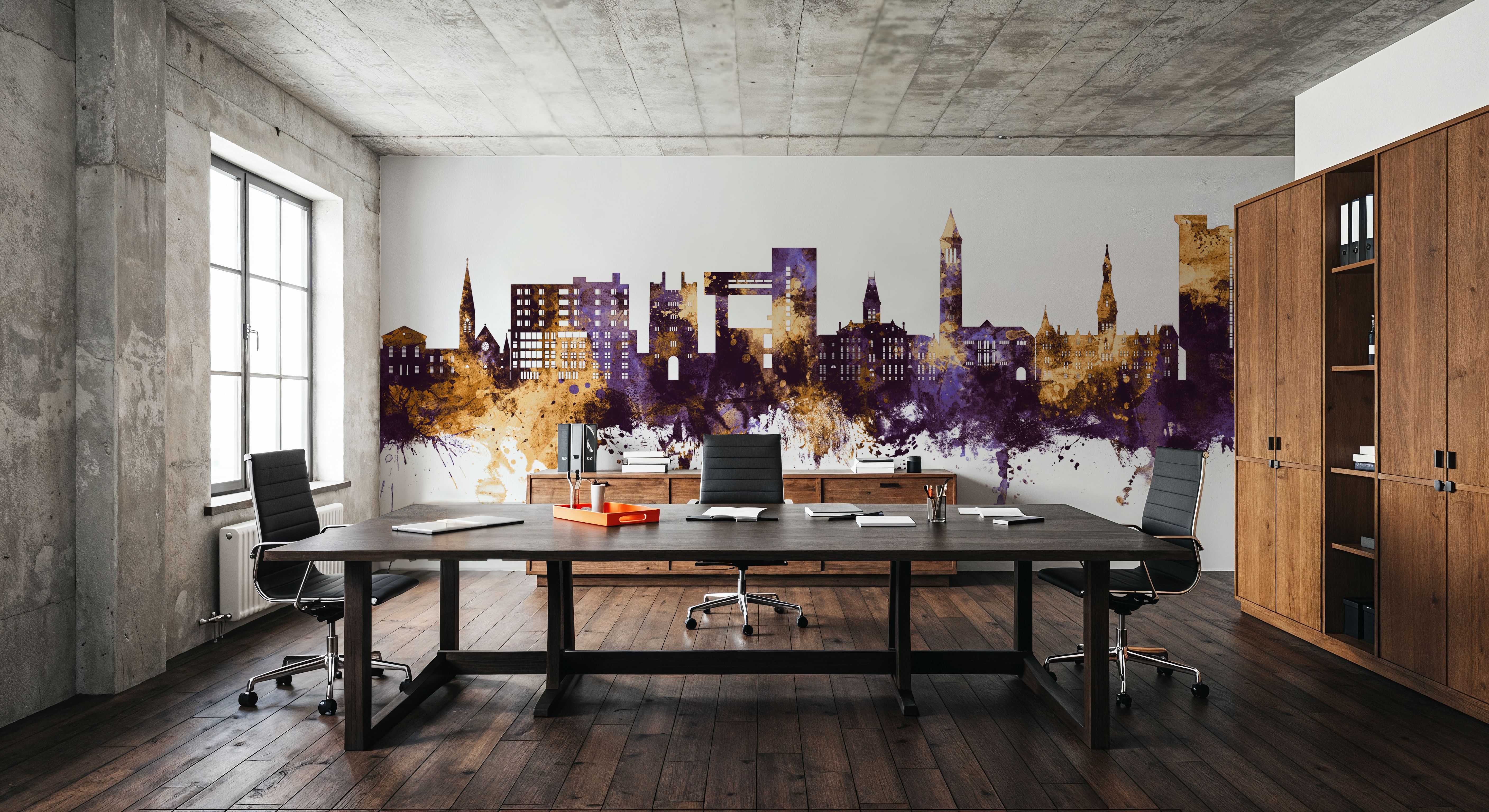 Ithaca New York Skyline Purple & Gold, Wallpaper