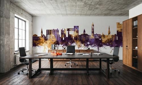 Ithaca New York Skyline Purple & Gold