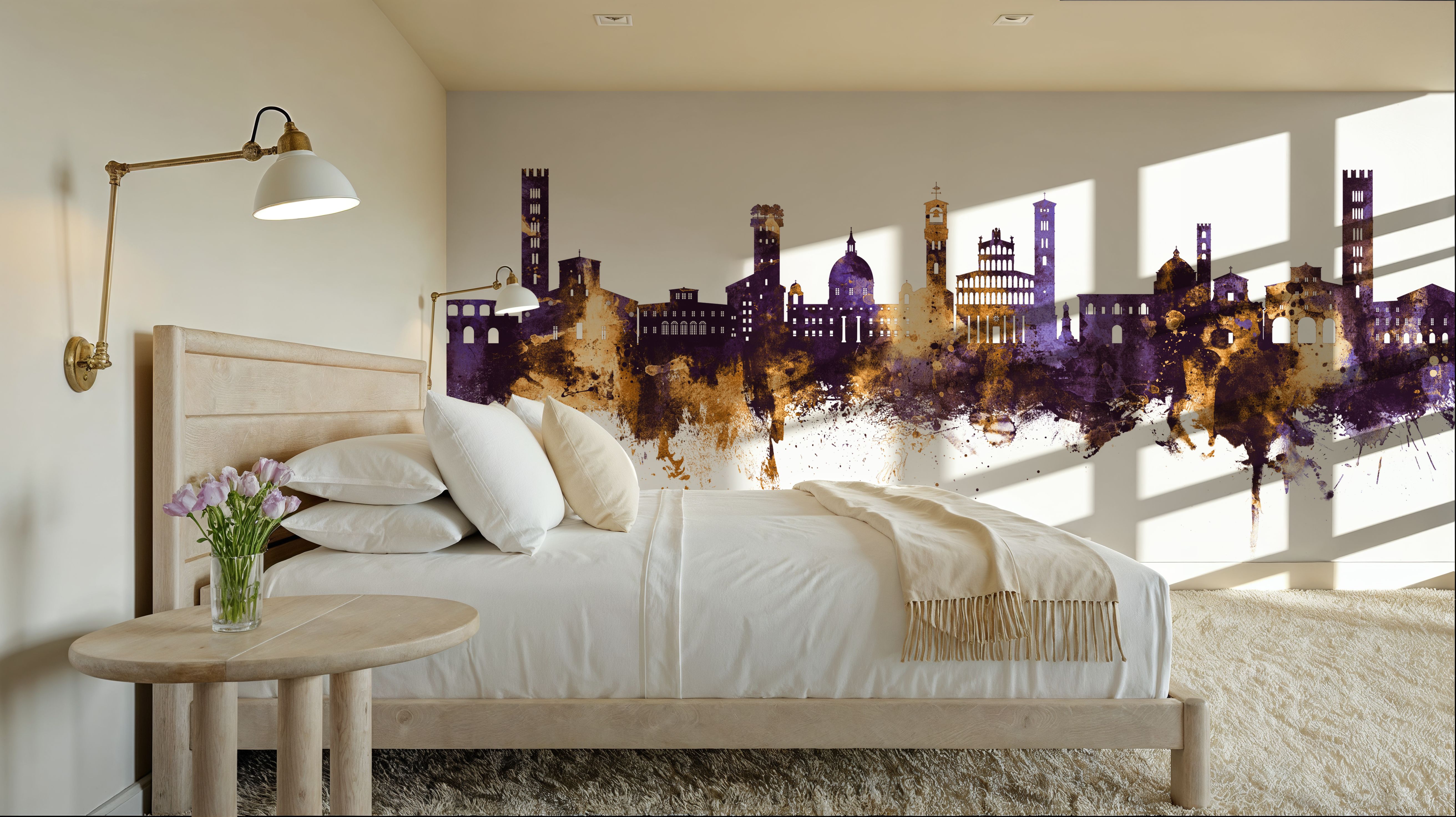 Lucca Italy Skyline Purple & Gold