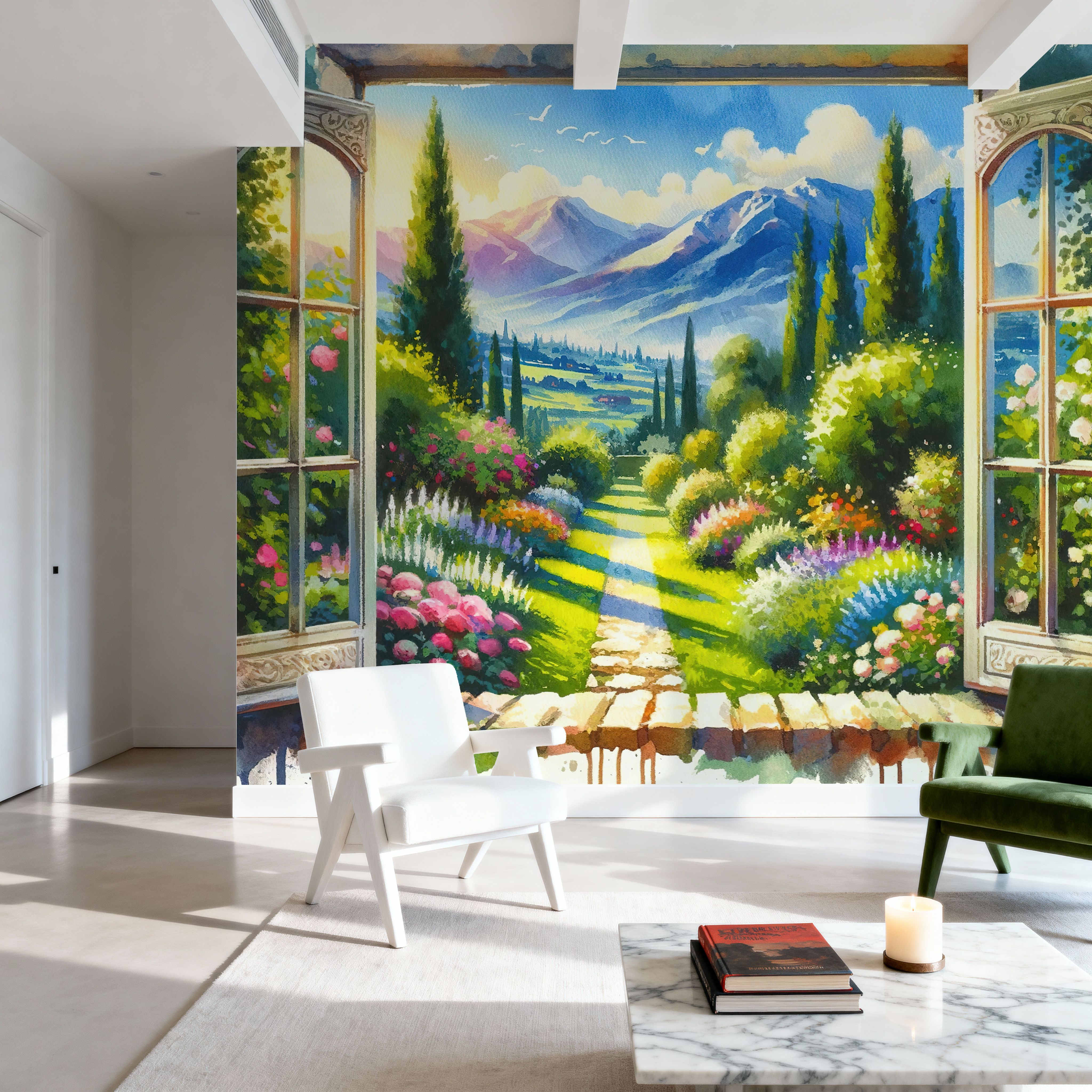 Mountain View through Open Window