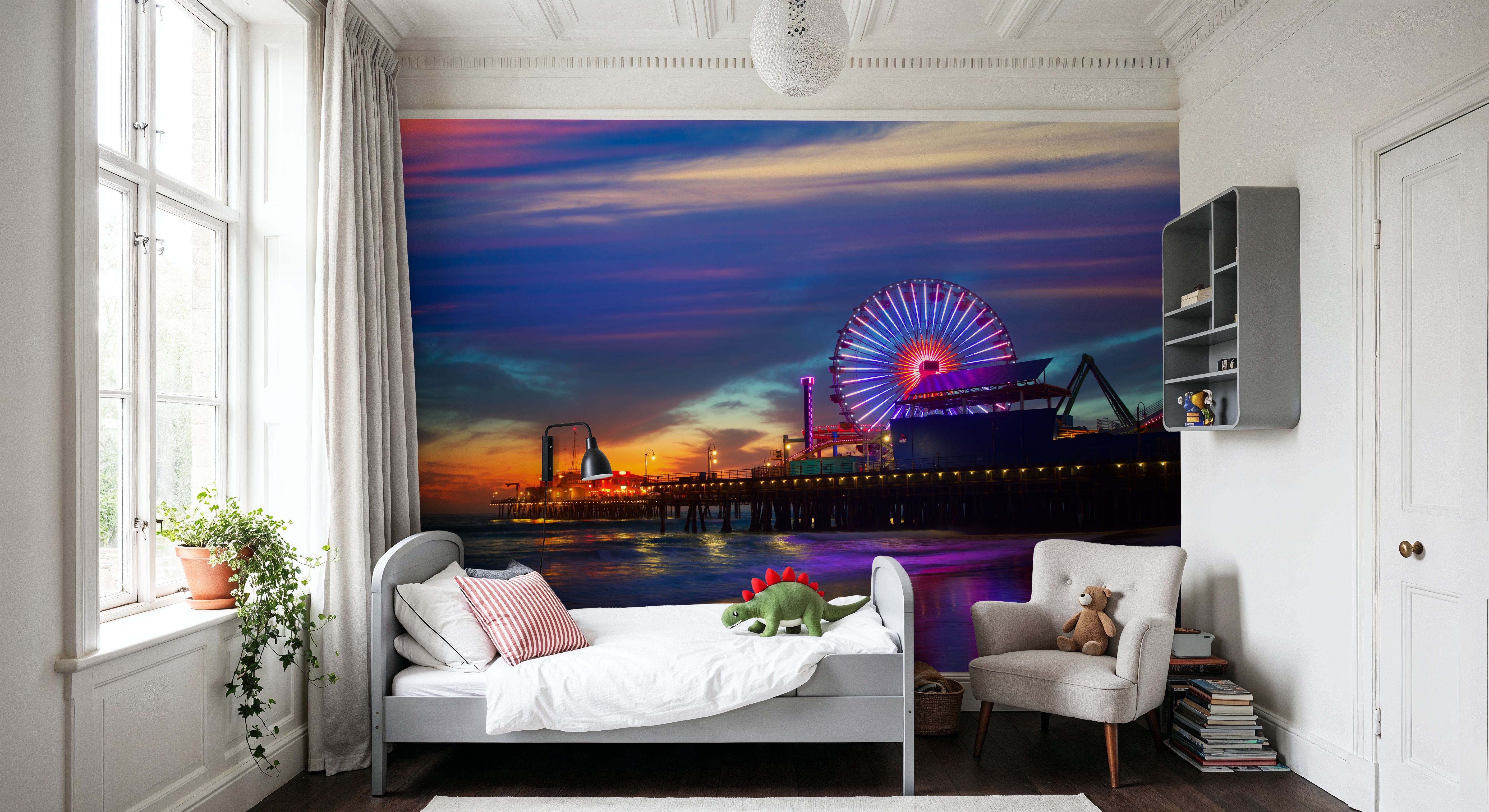 Santa Monica Pier Sunset Purple, Wallpaper