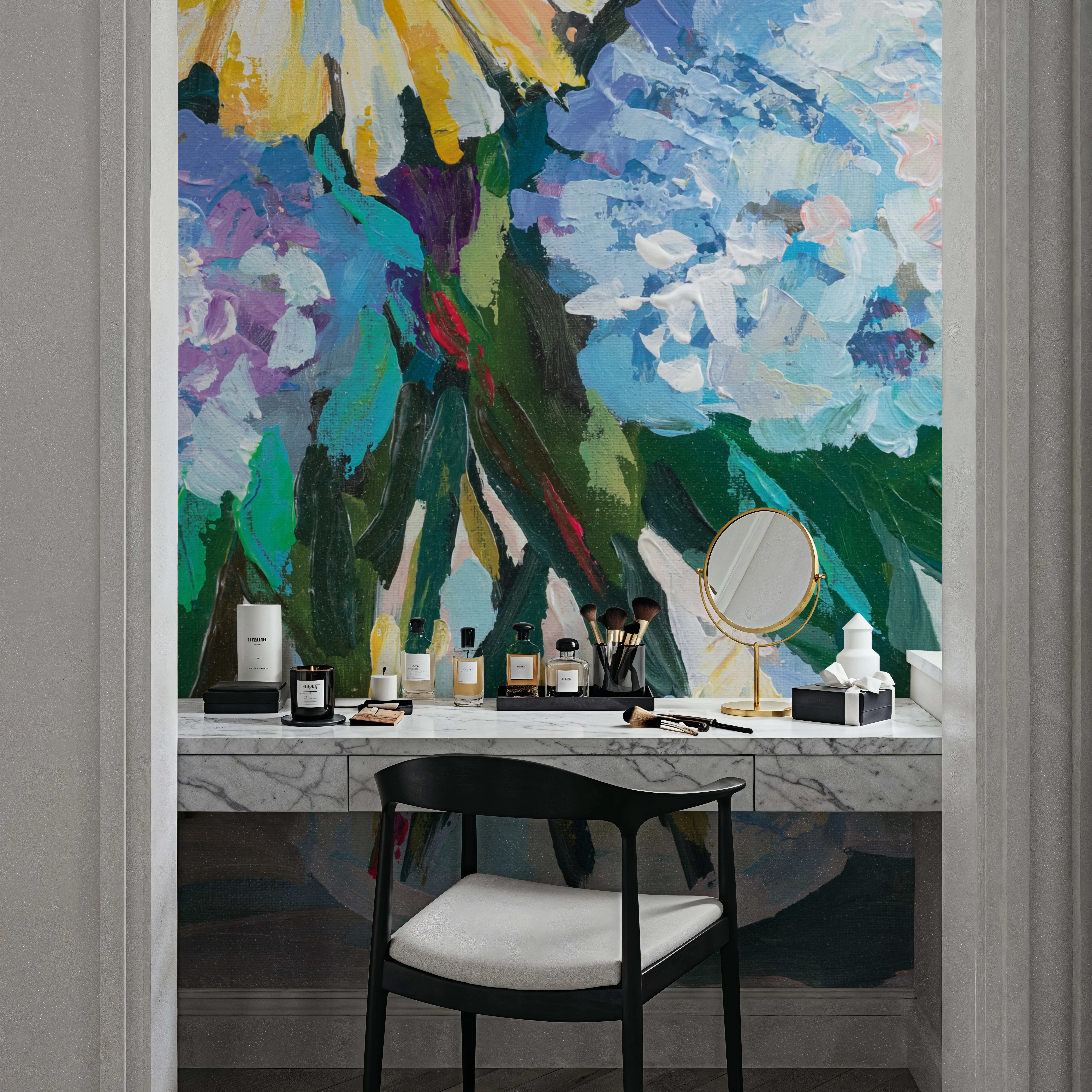Fotobehang - Spark - Abstract Kunst Bloemen Mural - Eetkamer - Wallism Nederland - Zelfklevend of Vliesbehang