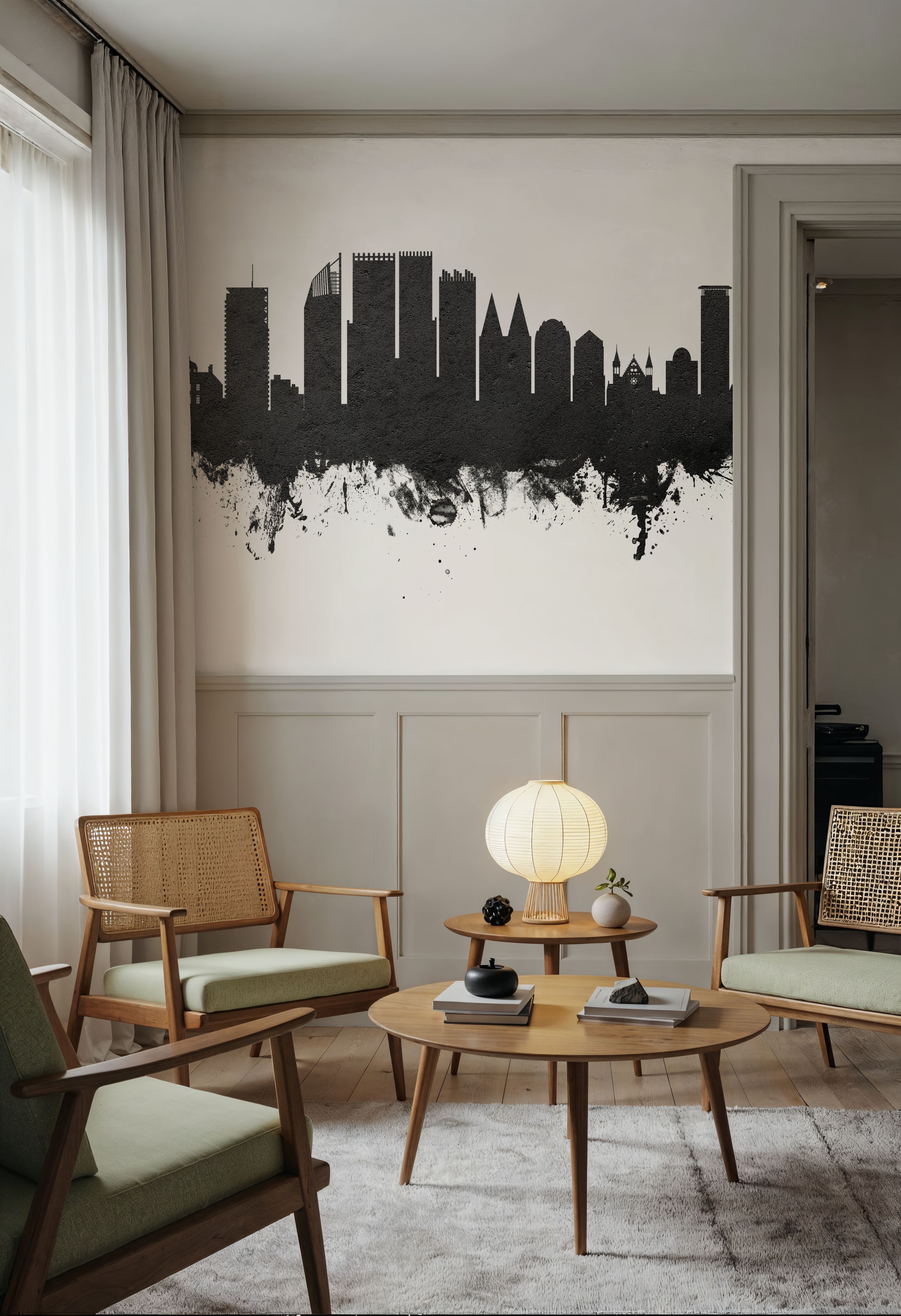 The Hauge Netherlands Skyline Black & White