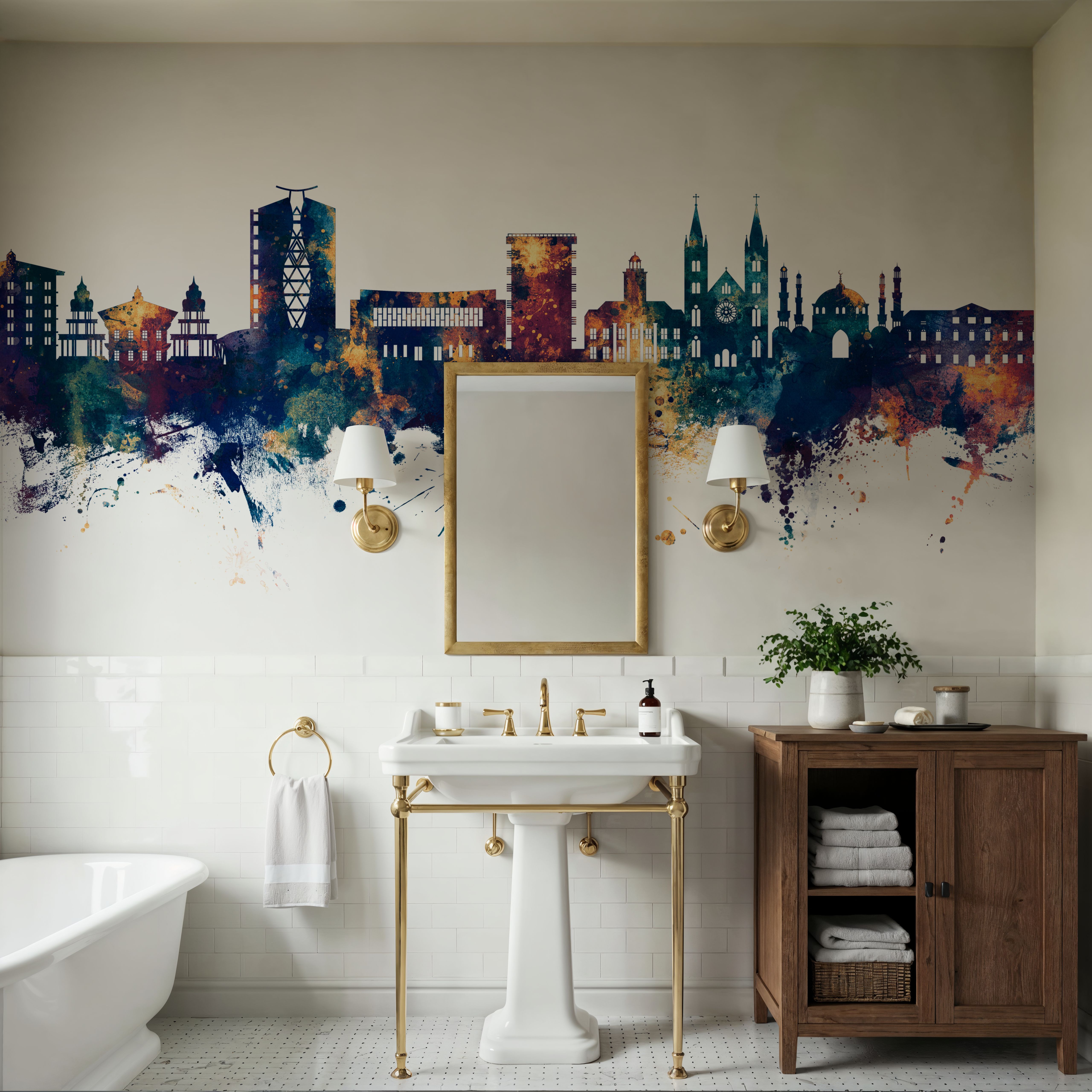 Paramaribo Suriname Skyline Blue & Bronze