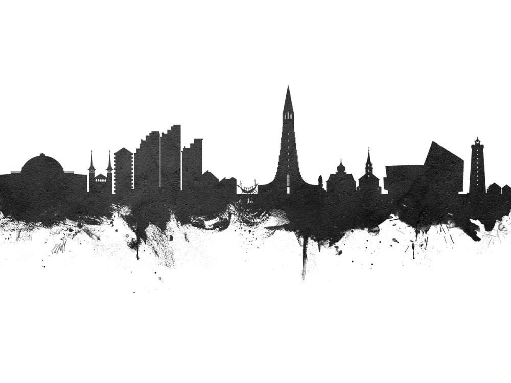 Reykjavík Skyline Black & White