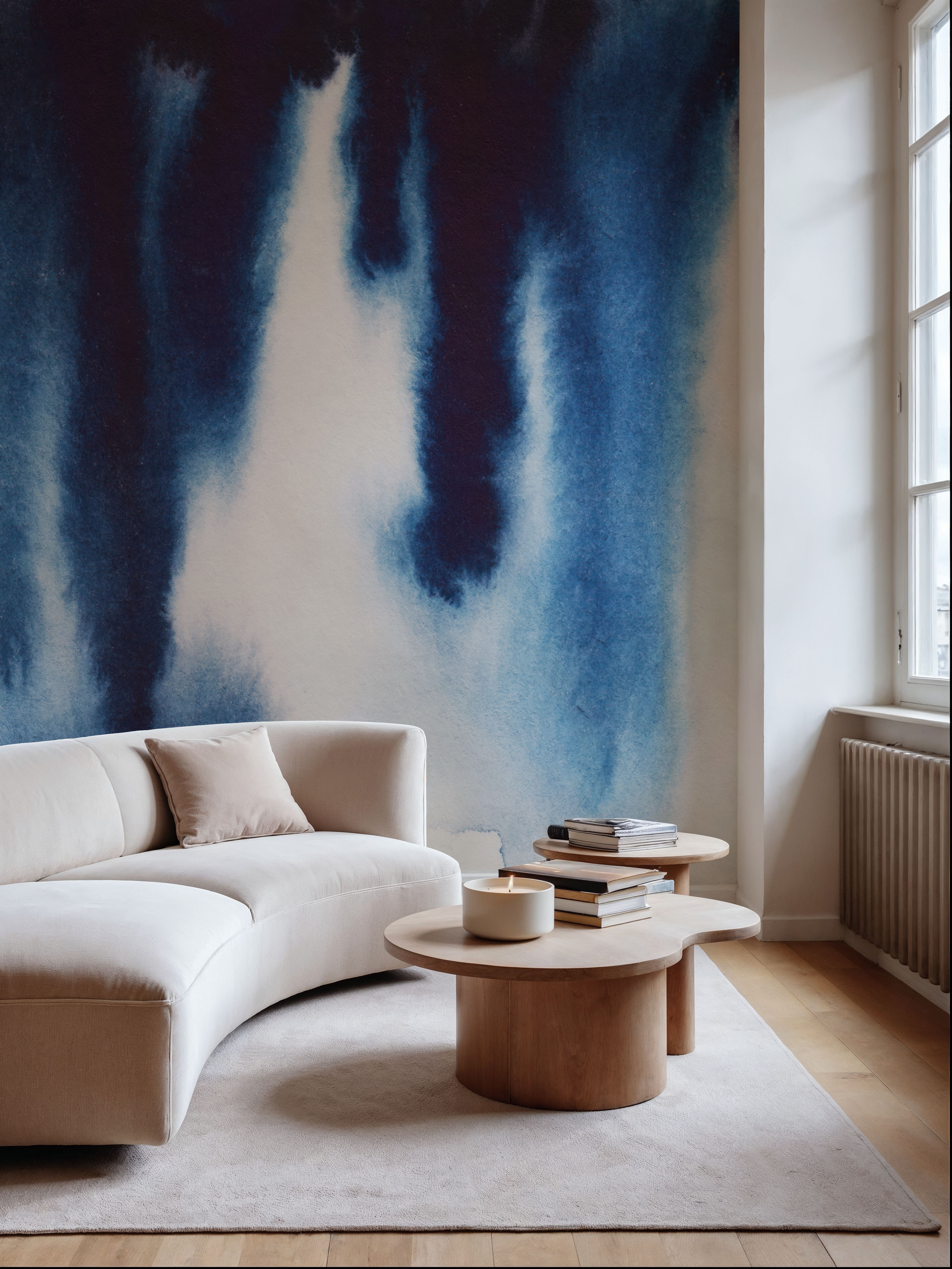 Wall Mural - Blue Cascade - Abstract mural wallpaper - Blue - Bedroom - Wallism US - Premium, Textured or Peel & Stick