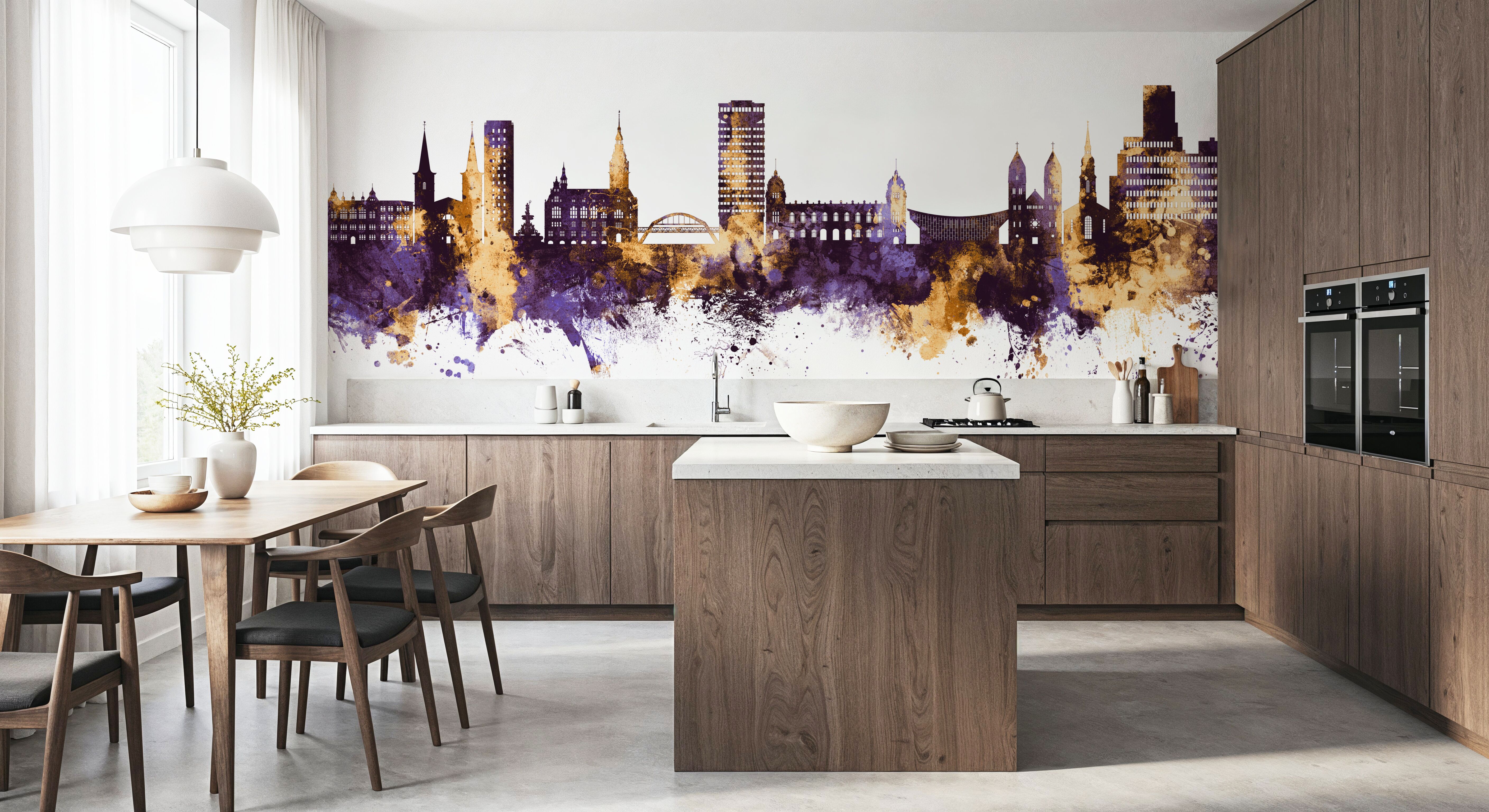 Wuppertal Germany Skyline Purple & Gold