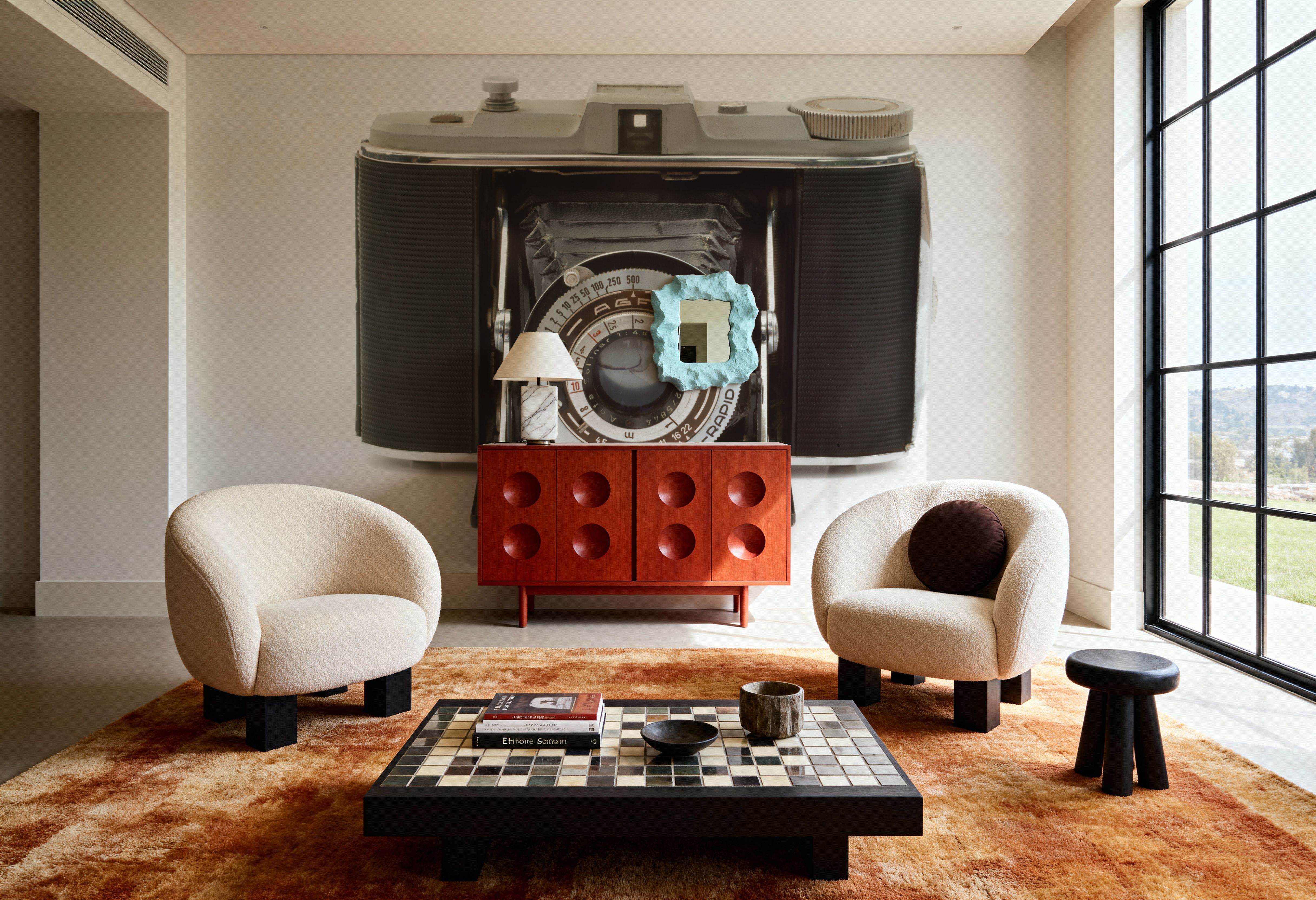 Fotobehang - Camera - Hobby Mural - Grijs - Woonkamer - Wallism België - Zelfklevend of Vliesbehang