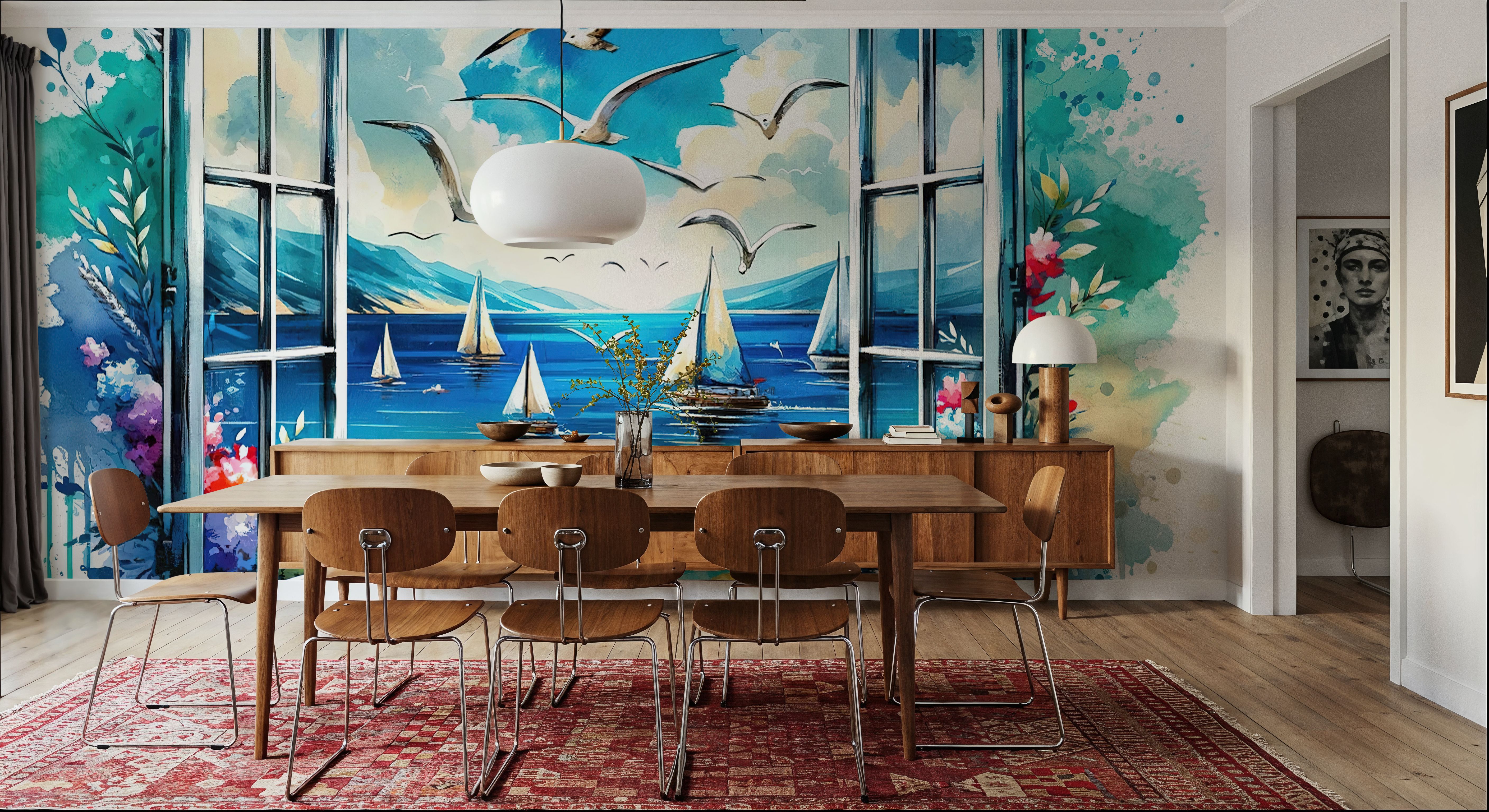 Seaside View from Open Window