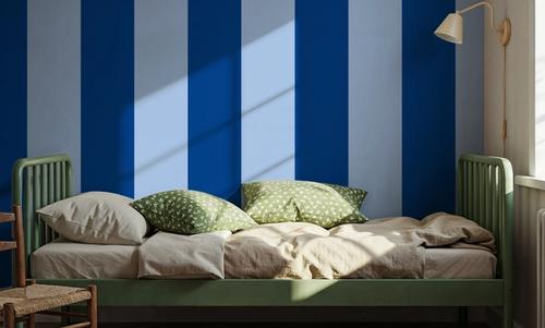 Scalloped Circus Stripes, Blue on Blue
