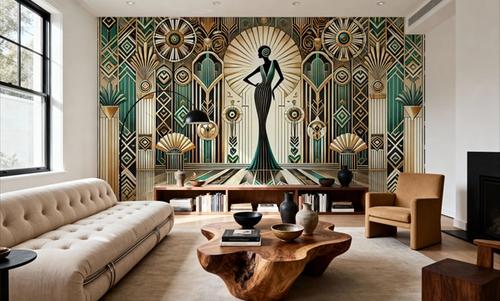 Vintage Elegance Scene in Art Deco