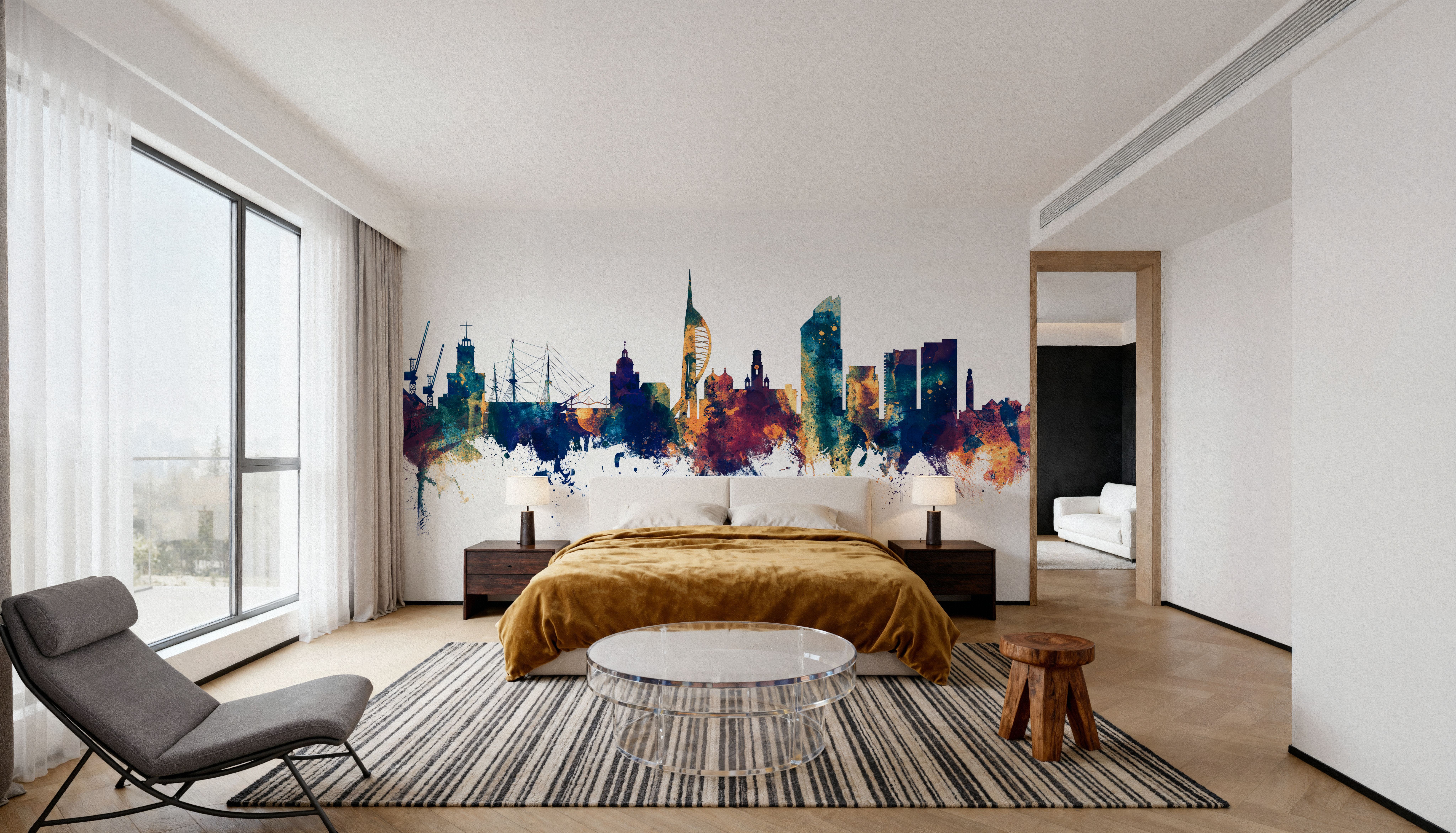 Portsmouth England Skyline Blue & Bronze